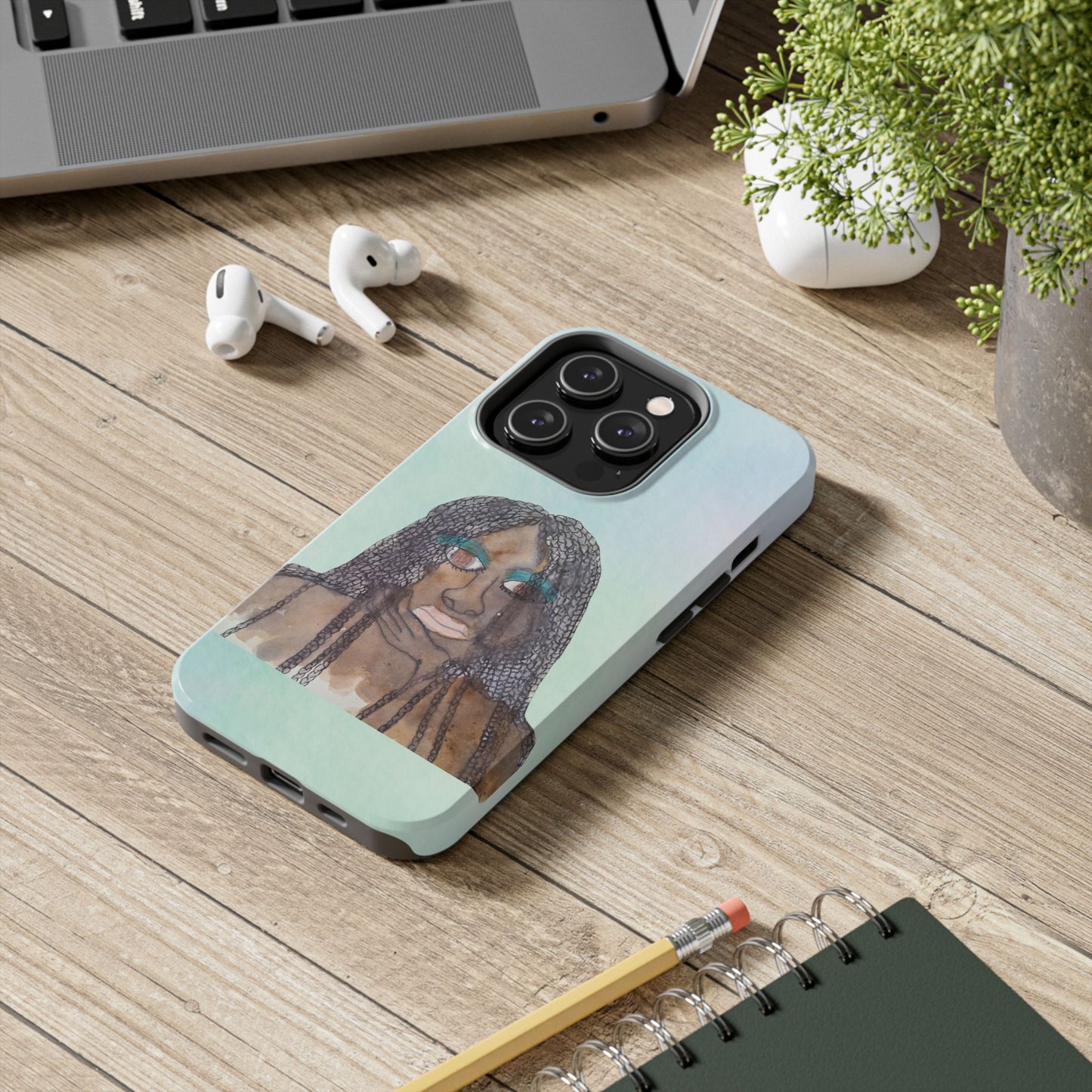 Black Woman Art, Artistic Fashion Phone Case, Colorful Unique Phone Protector, Gift for Her, Bohemian Style, Phone Cover for Creative Souls
