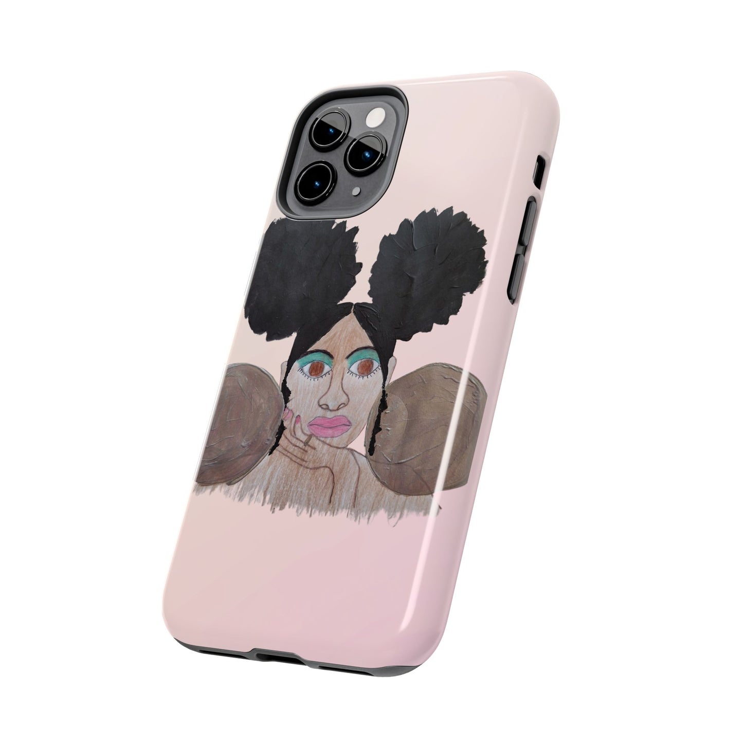 Black Woman Art Tough Phone Case, Hand-Painted Graphics, Original Art iPhone Cover, Protective Phone Case, Unique Artwork Case
