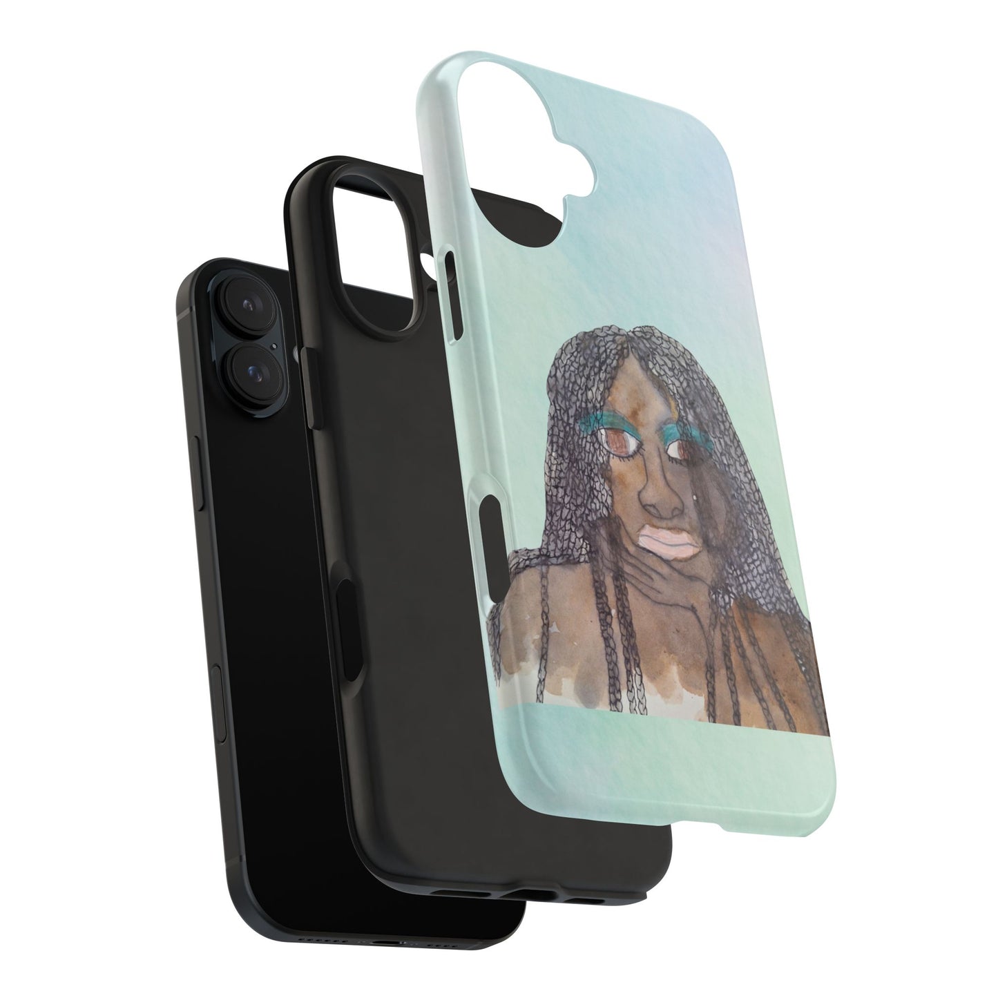 Black Woman Art, Artistic Fashion Phone Case, Colorful Unique Phone Protector, Gift for Her, Bohemian Style, Phone Cover for Creative Souls