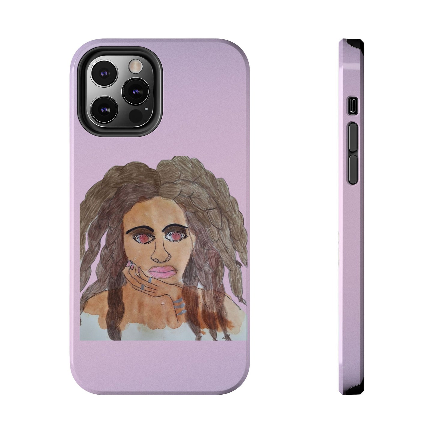 Black Woman Art Tough Phone Case, Hand-Painted Graphics, Original Art iPhone Cover, Protective Phone Case, Unique Artwork Case