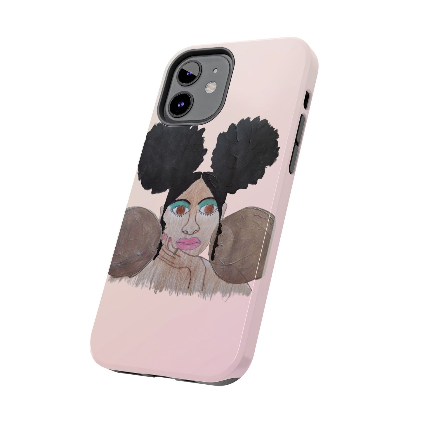 Black Woman Art Tough Phone Case, Hand-Painted Graphics, Original Art iPhone Cover, Protective Phone Case, Unique Artwork Case