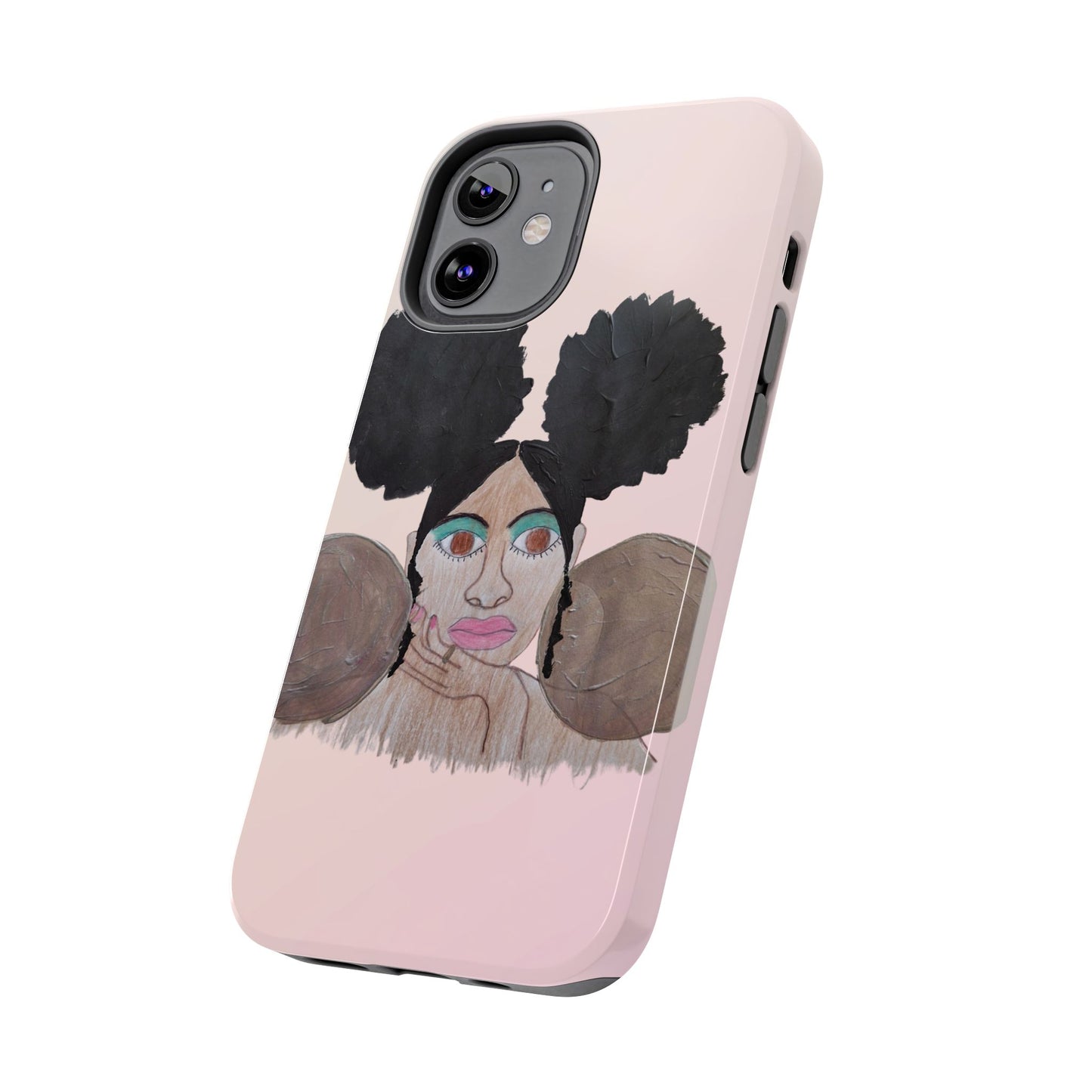 Black Woman Art Tough Phone Case, Hand-Painted Graphics, Original Art iPhone Cover, Protective Phone Case, Unique Artwork Case