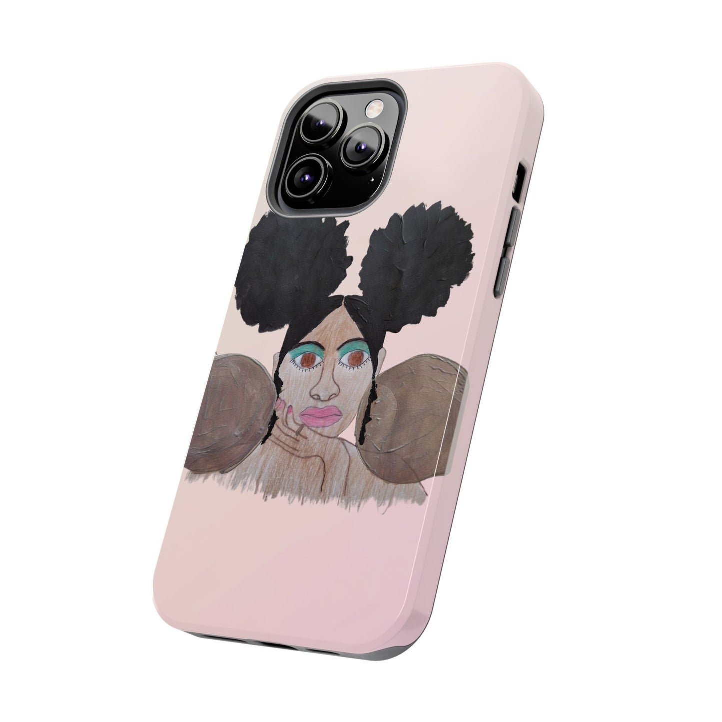 Black Woman Art Tough Phone Case, Hand-Painted Graphics, Original Art iPhone Cover, Protective Phone Case, Unique Artwork Case