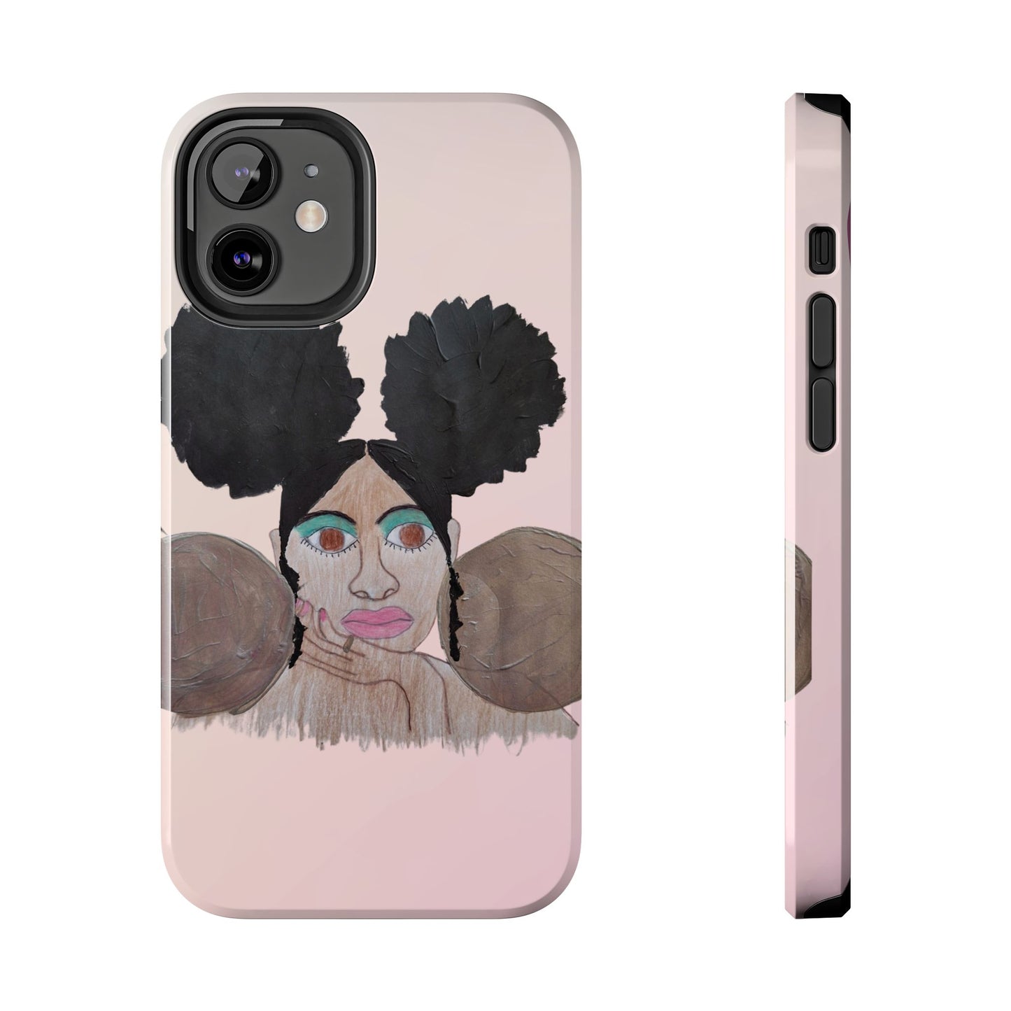 Black Woman Art Tough Phone Case, Hand-Painted Graphics, Original Art iPhone Cover, Protective Phone Case, Unique Artwork Case
