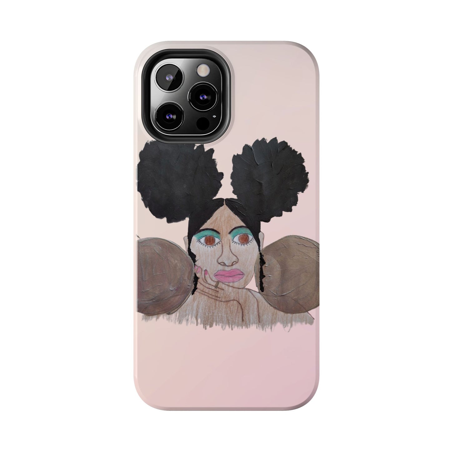 Black Woman Art Tough Phone Case, Hand-Painted Graphics, Original Art iPhone Cover, Protective Phone Case, Unique Artwork Case