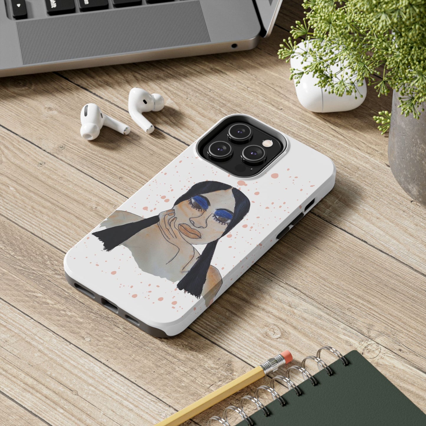 Black Woman Art Tough Phone Case, Hand-Painted Graphics, Original Art iPhone Cover, Protective Phone Case, Unique Artwork Case
