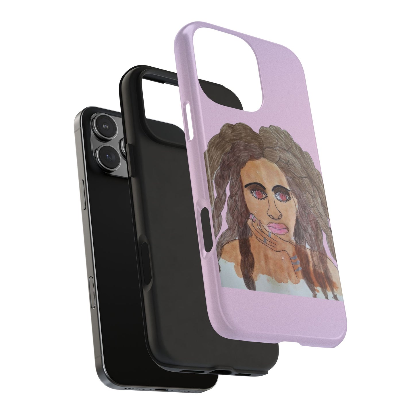 Black Woman Art Tough Phone Case, Hand-Painted Graphics, Original Art iPhone Cover, Protective Phone Case, Unique Artwork Case
