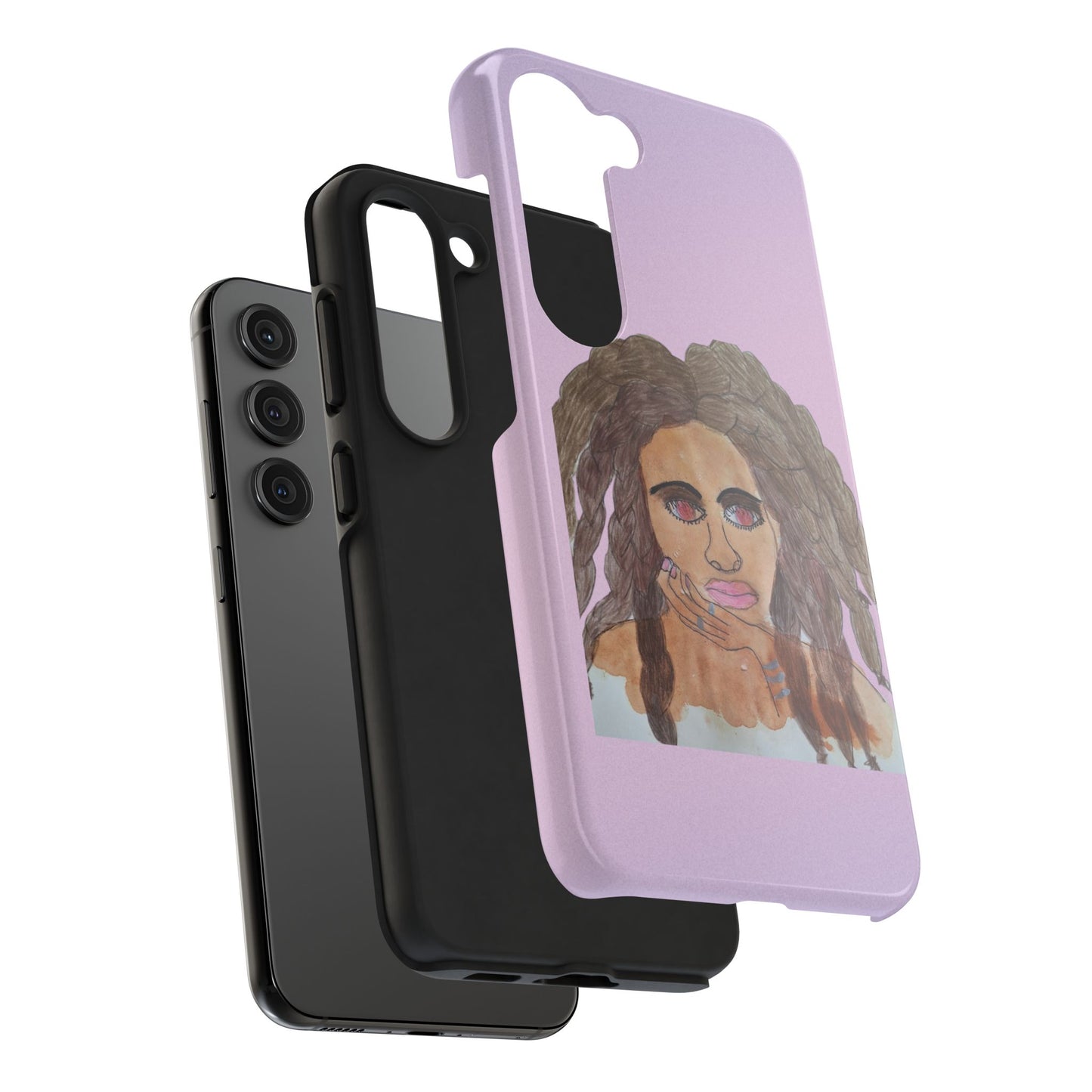 Black Woman Art Tough Phone Case, Hand-Painted Graphics, Original Art iPhone Cover, Protective Phone Case, Unique Artwork Case