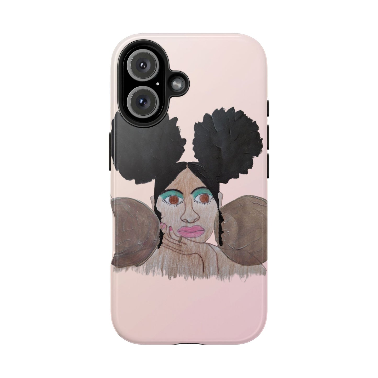 Black Woman Art Tough Phone Case, Hand-Painted Graphics, Original Art iPhone Cover, Protective Phone Case, Unique Artwork Case