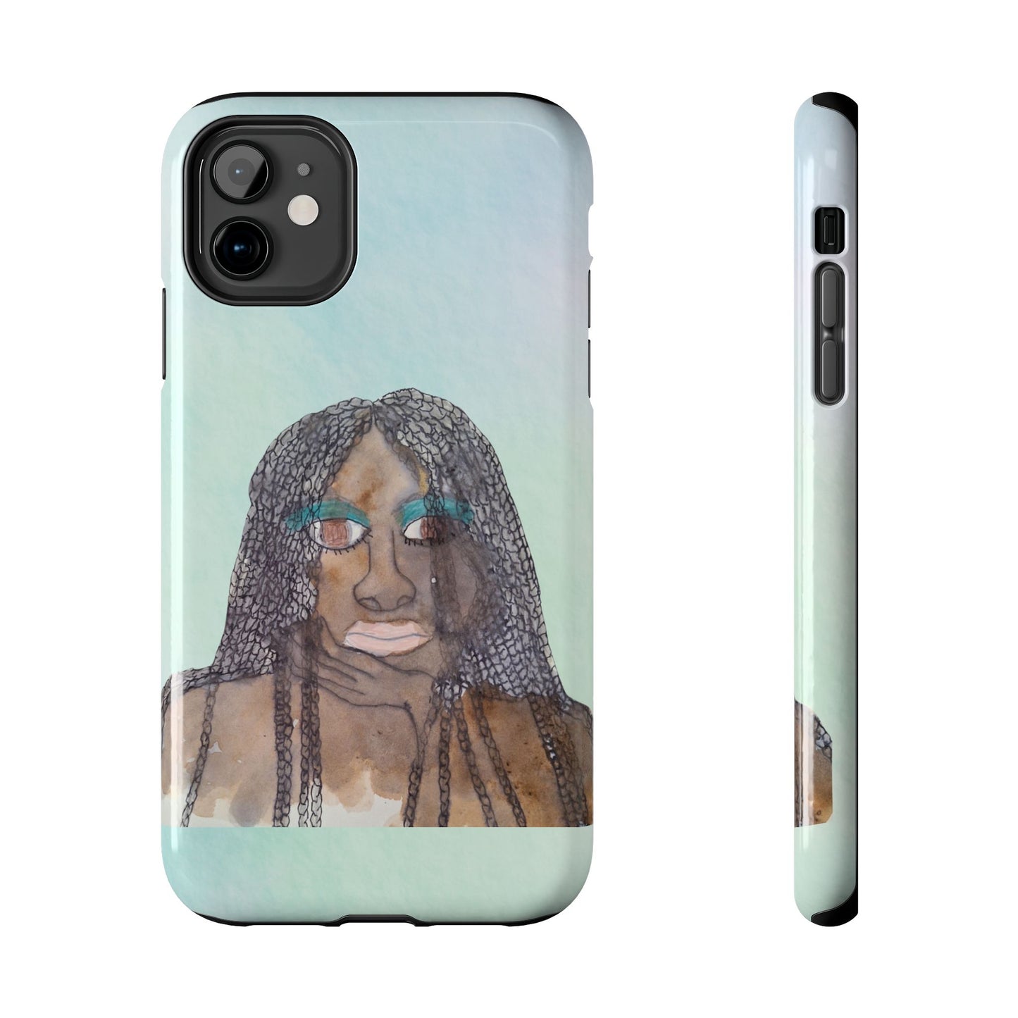 Black Woman Art, Artistic Fashion Phone Case, Colorful Unique Phone Protector, Gift for Her, Bohemian Style, Phone Cover for Creative Souls