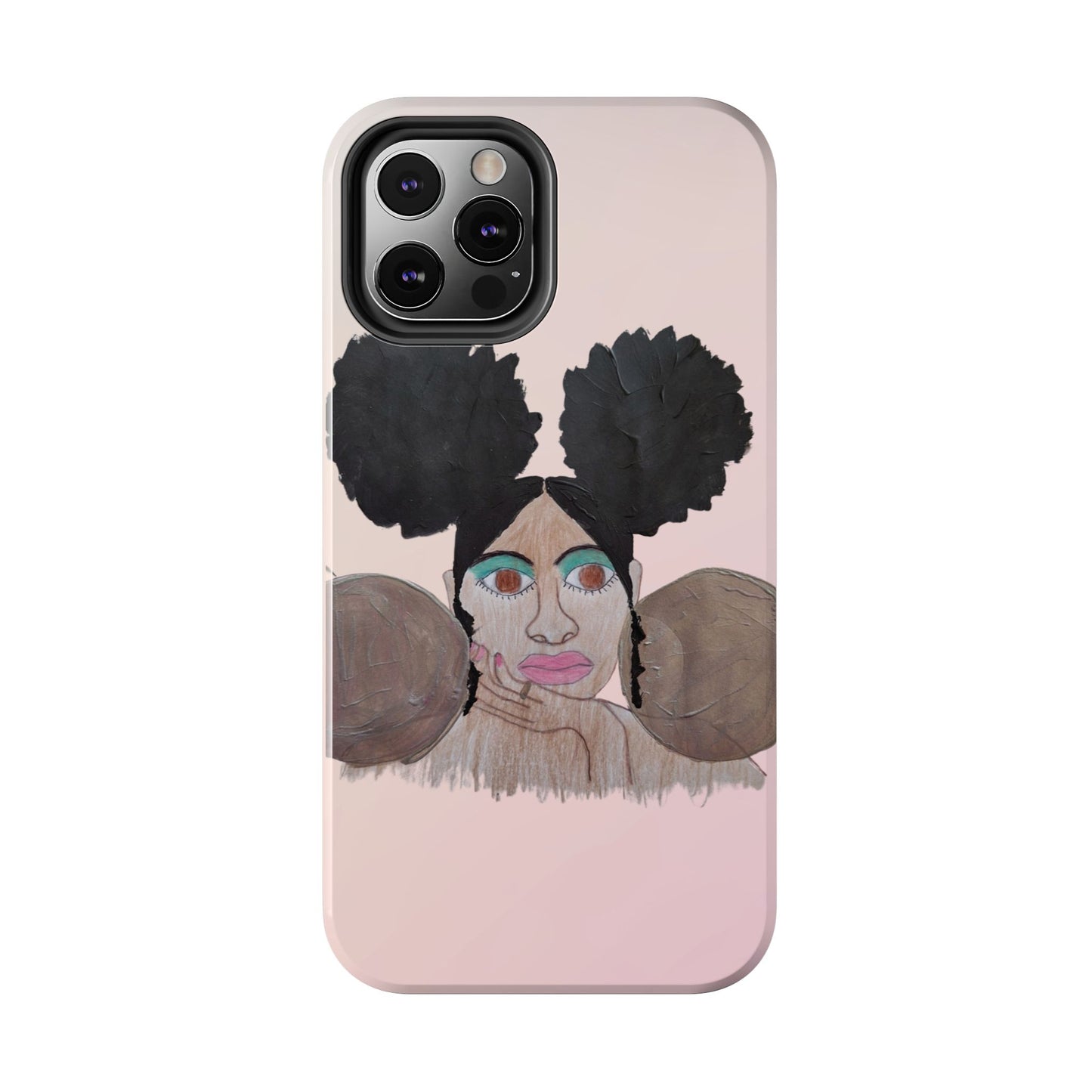 Black Woman Art Tough Phone Case, Hand-Painted Graphics, Original Art iPhone Cover, Protective Phone Case, Unique Artwork Case