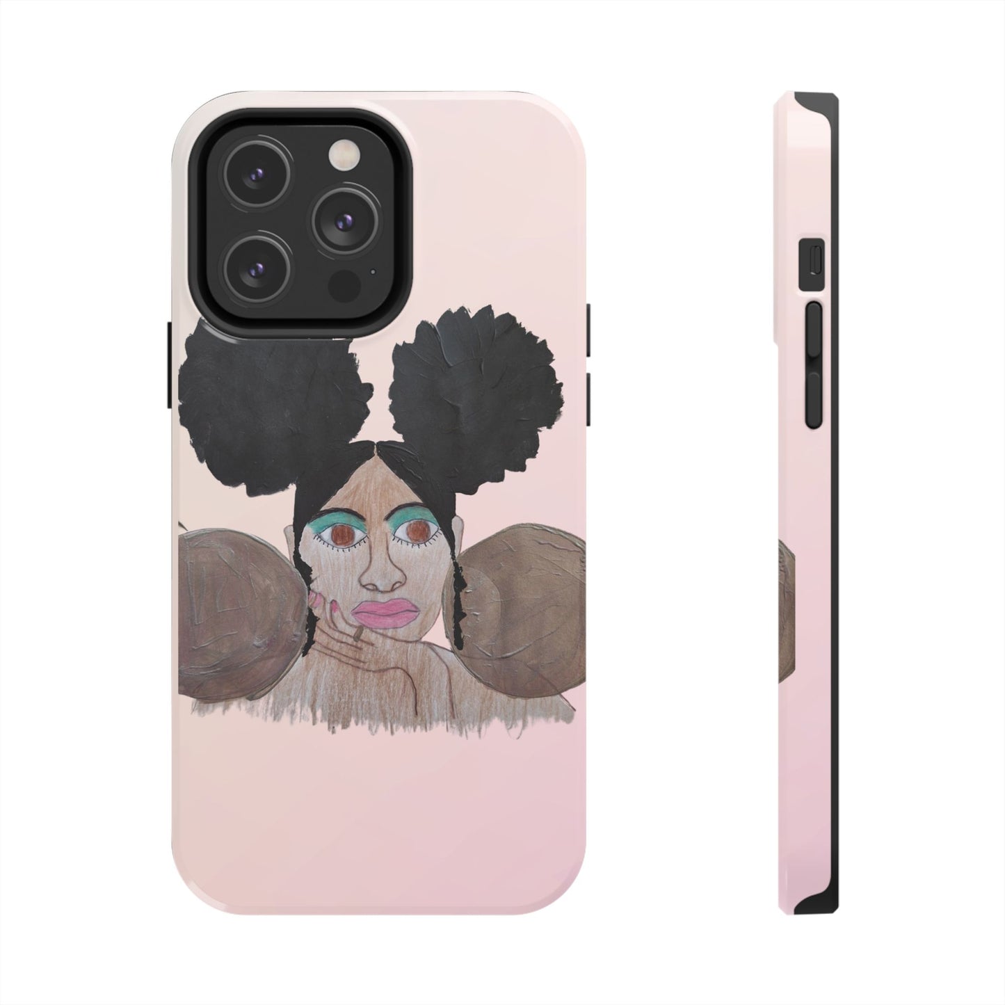 Black Woman Art Tough Phone Case, Hand-Painted Graphics, Original Art iPhone Cover, Protective Phone Case, Unique Artwork Case