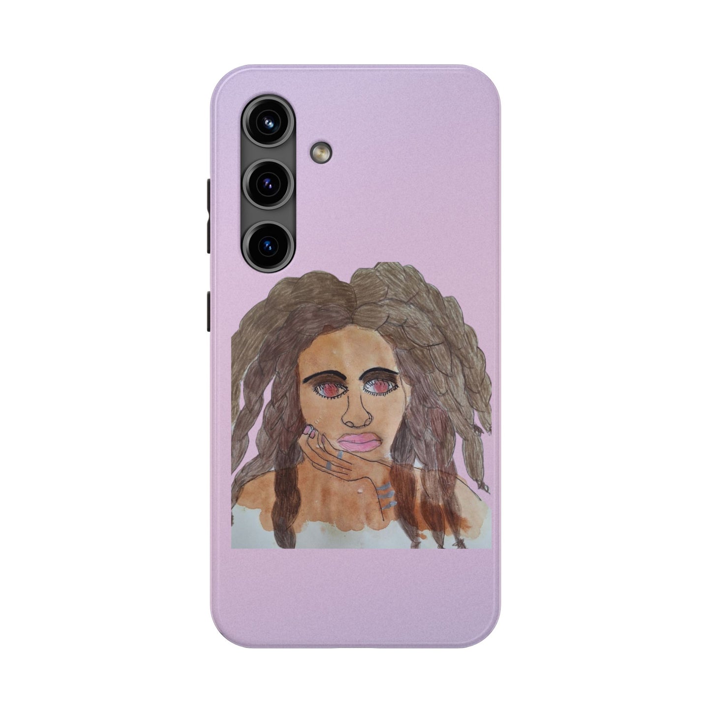 Black Woman Art Tough Phone Case, Hand-Painted Graphics, Original Art iPhone Cover, Protective Phone Case, Unique Artwork Case