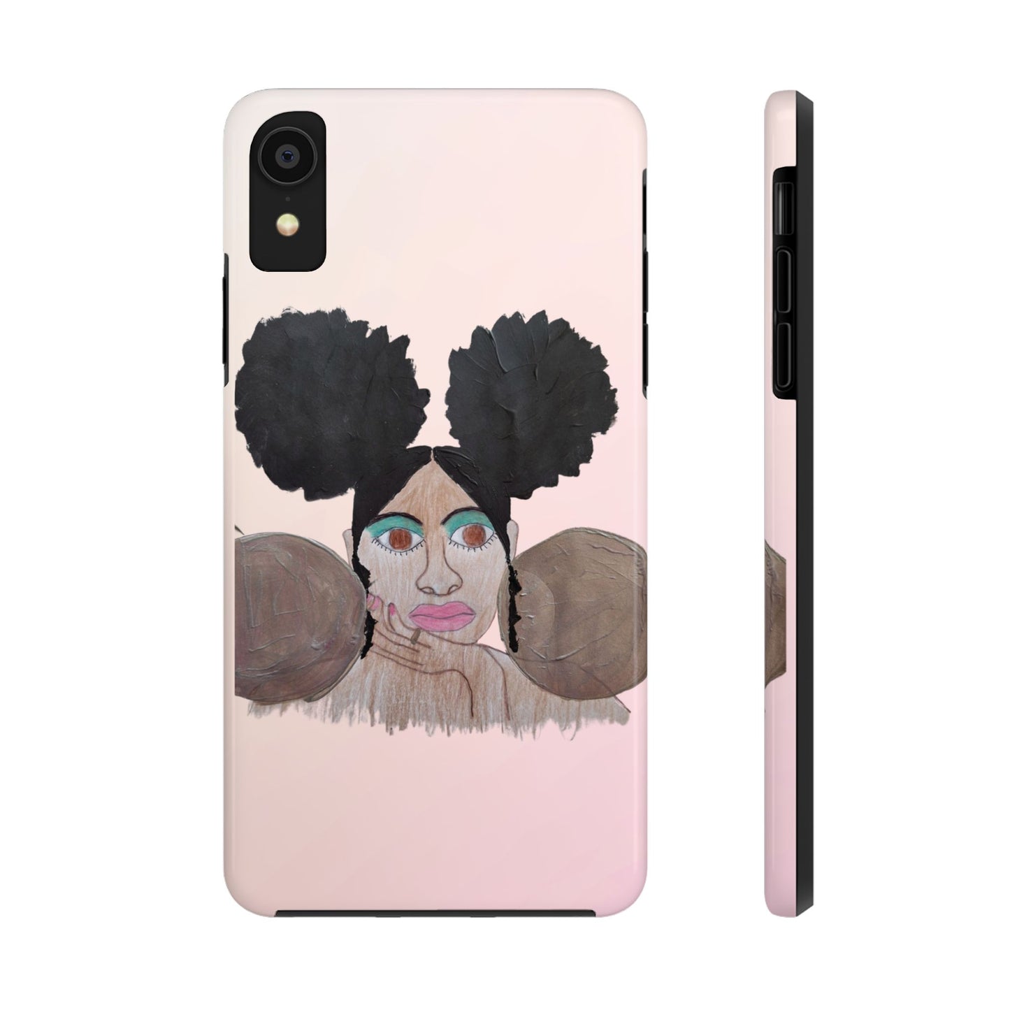Black Woman Art Tough Phone Case, Hand-Painted Graphics, Original Art iPhone Cover, Protective Phone Case, Unique Artwork Case