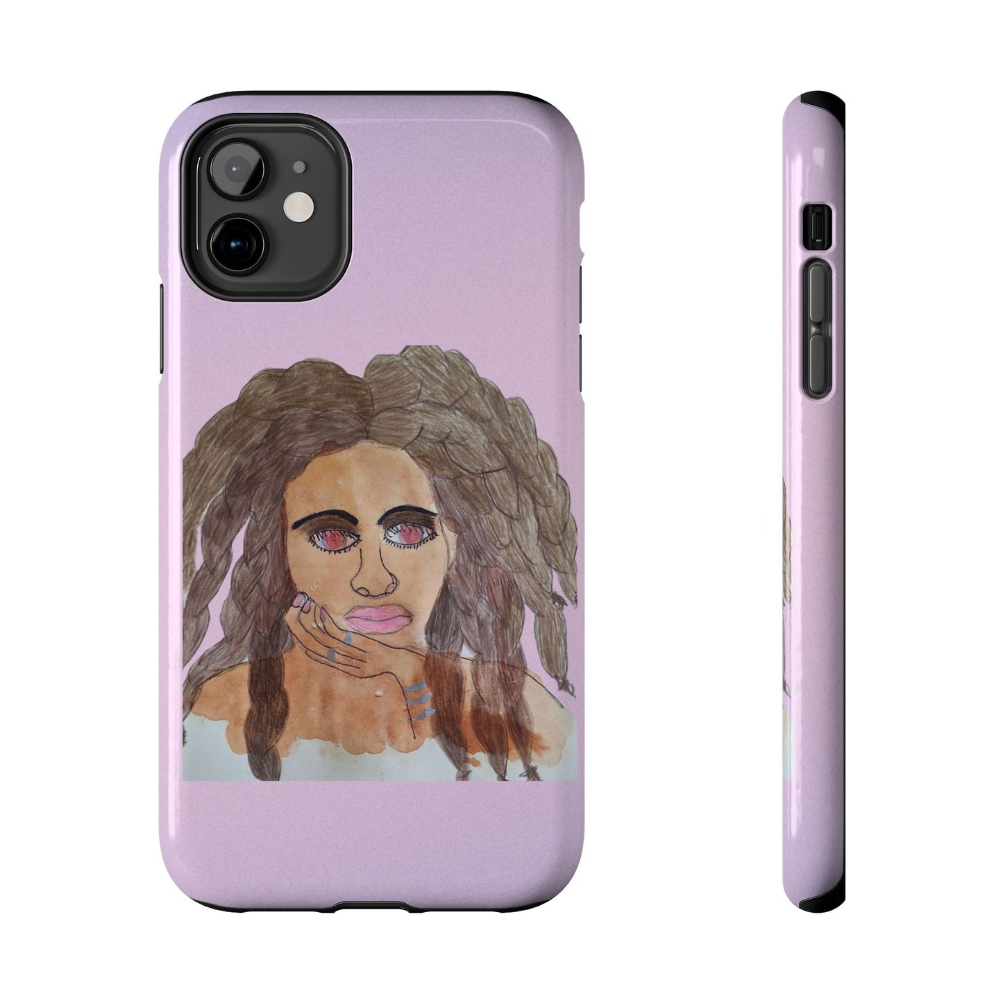 Black Woman Art Tough Phone Case, Hand-Painted Graphics, Original Art iPhone Cover, Protective Phone Case, Unique Artwork Case