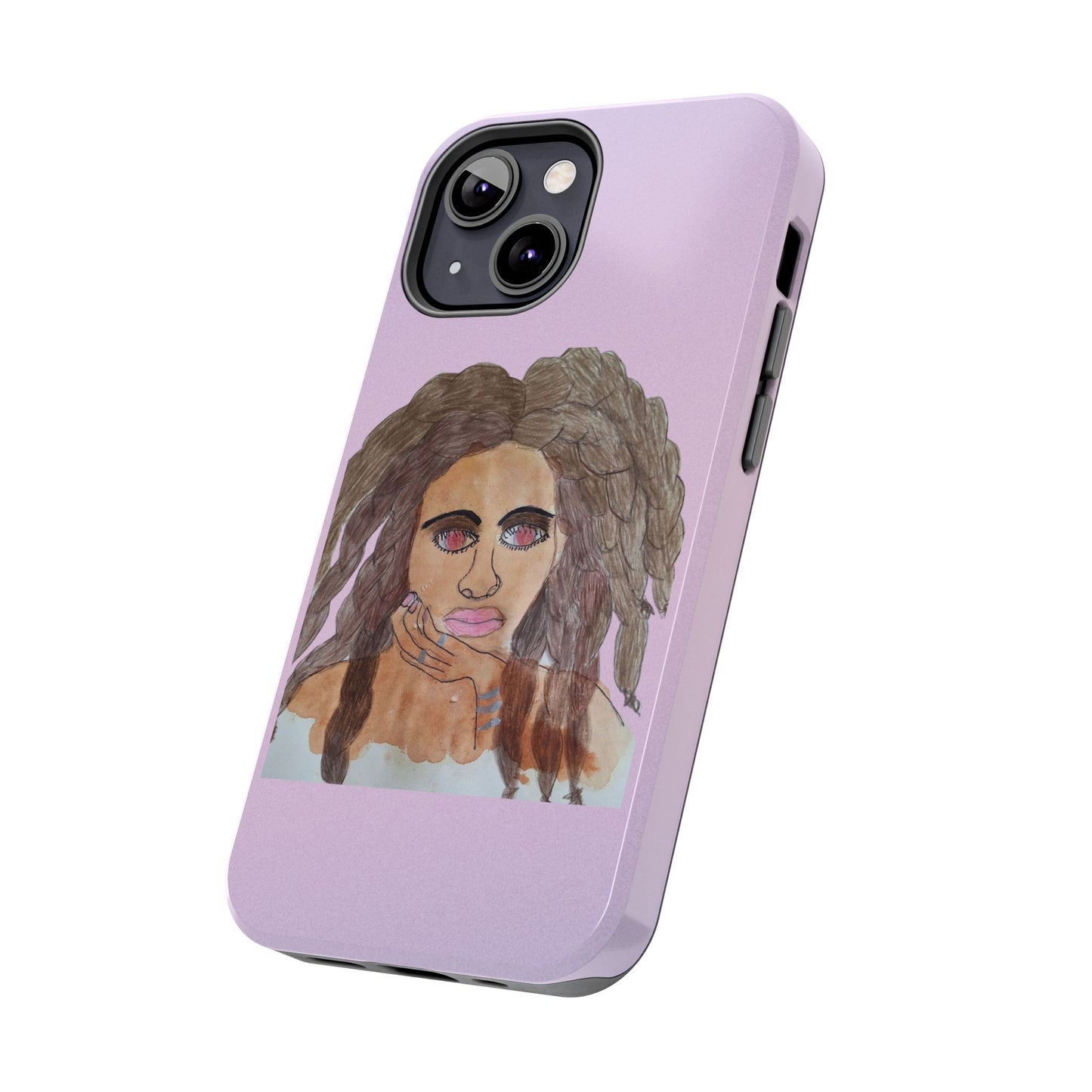 Black Woman Art Tough Phone Case, Hand-Painted Graphics, Original Art iPhone Cover, Protective Phone Case, Unique Artwork Case