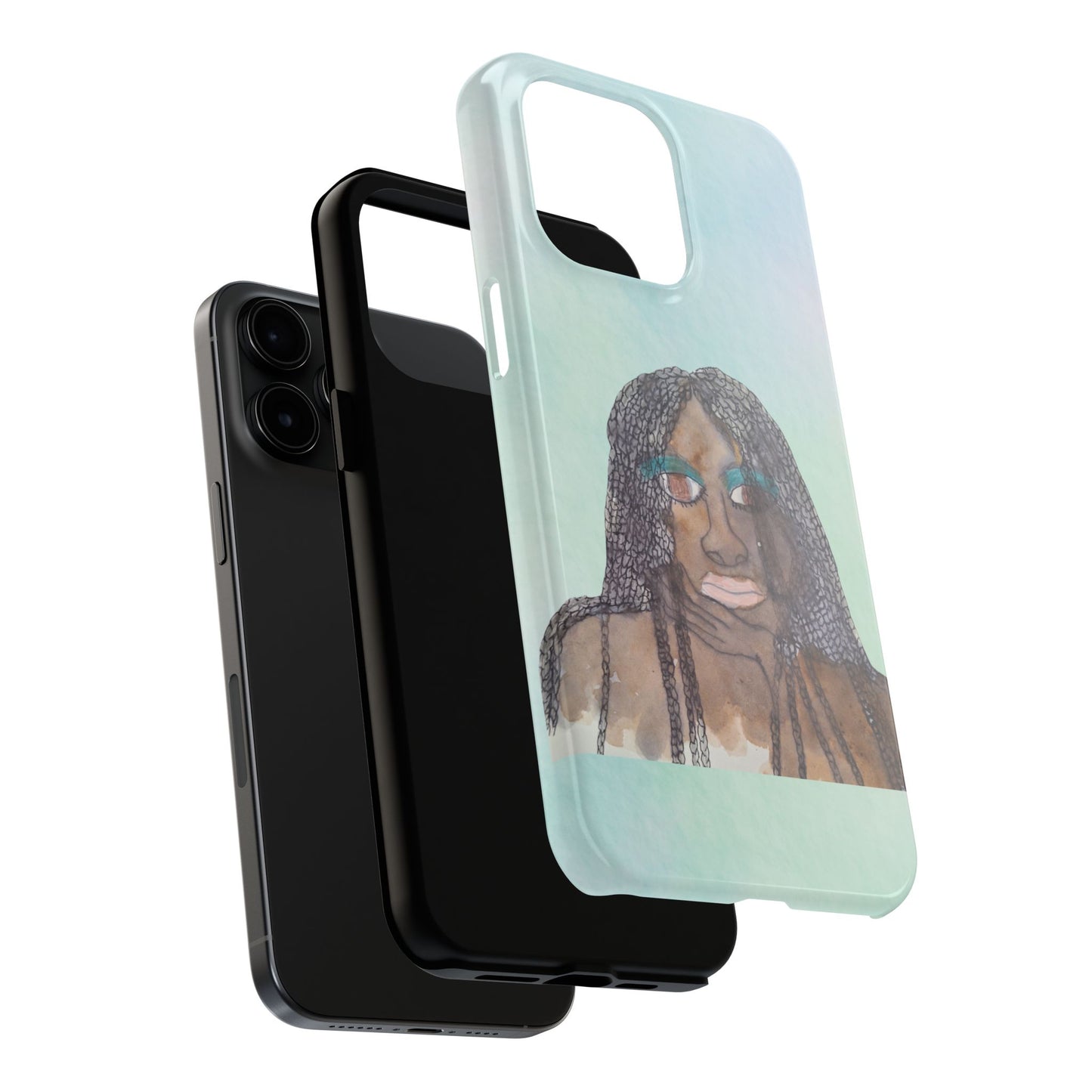 Black Woman Art, Artistic Fashion Phone Case, Colorful Unique Phone Protector, Gift for Her, Bohemian Style, Phone Cover for Creative Souls