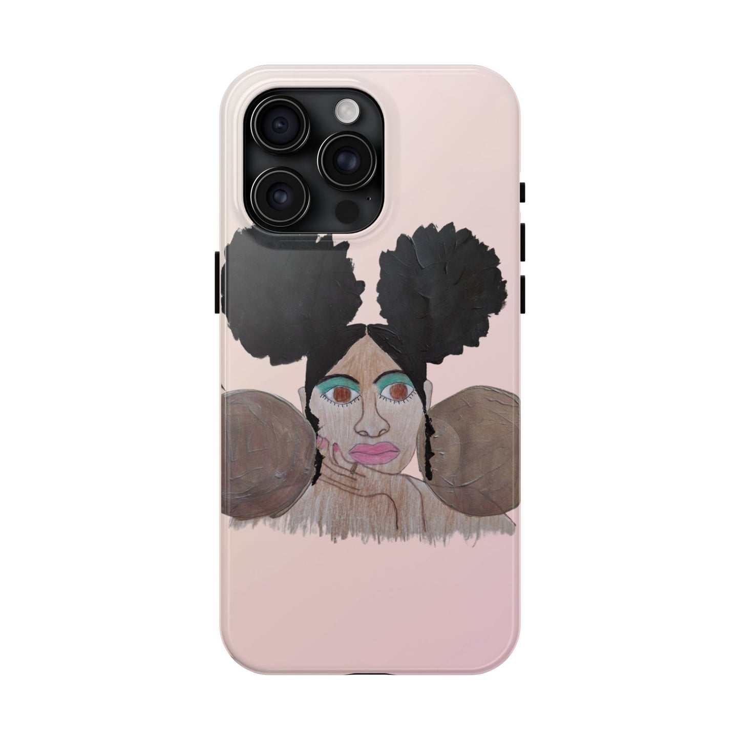 Black Woman Art Tough Phone Case, Hand-Painted Graphics, Original Art iPhone Cover, Protective Phone Case, Unique Artwork Case
