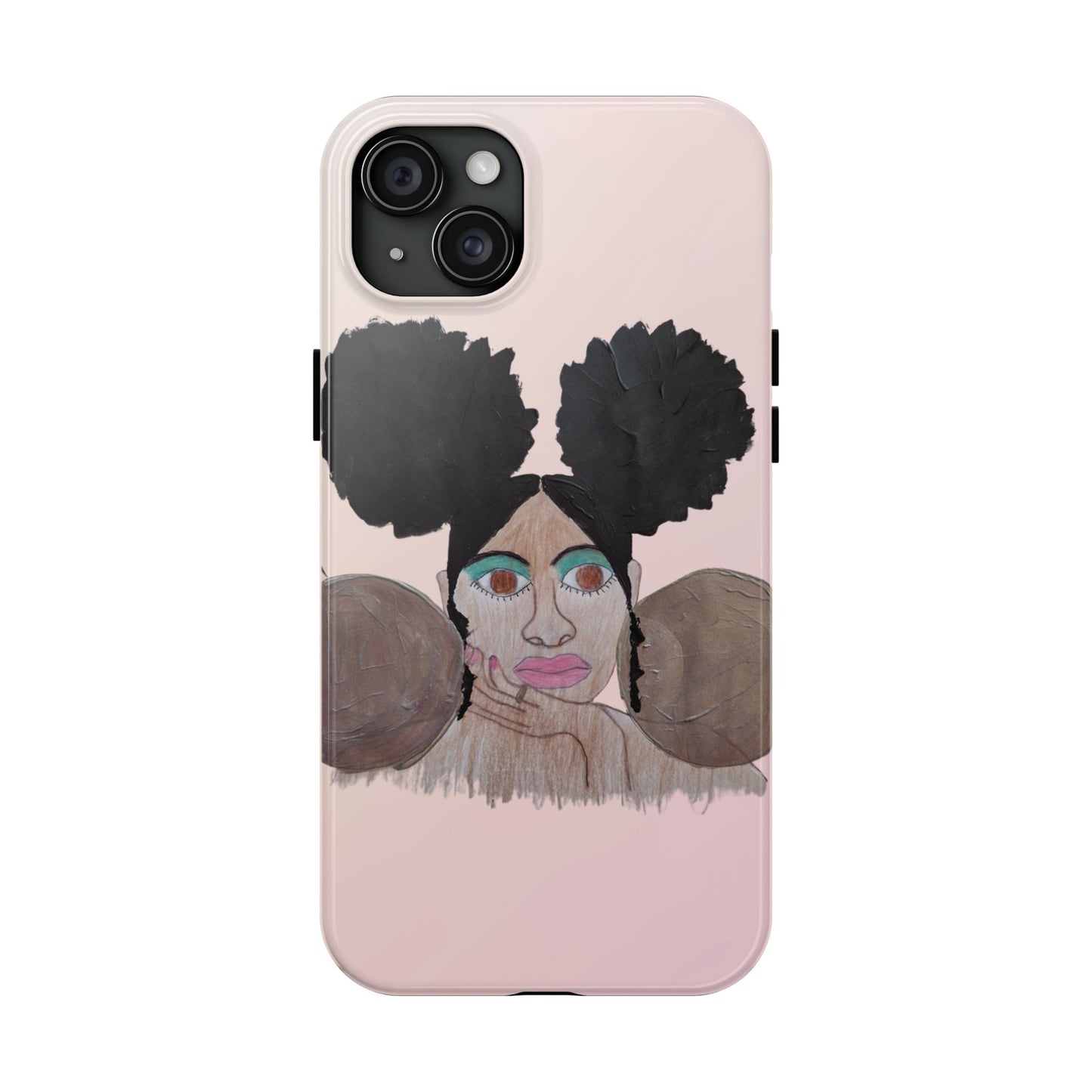 Black Woman Art Tough Phone Case, Hand-Painted Graphics, Original Art iPhone Cover, Protective Phone Case, Unique Artwork Case