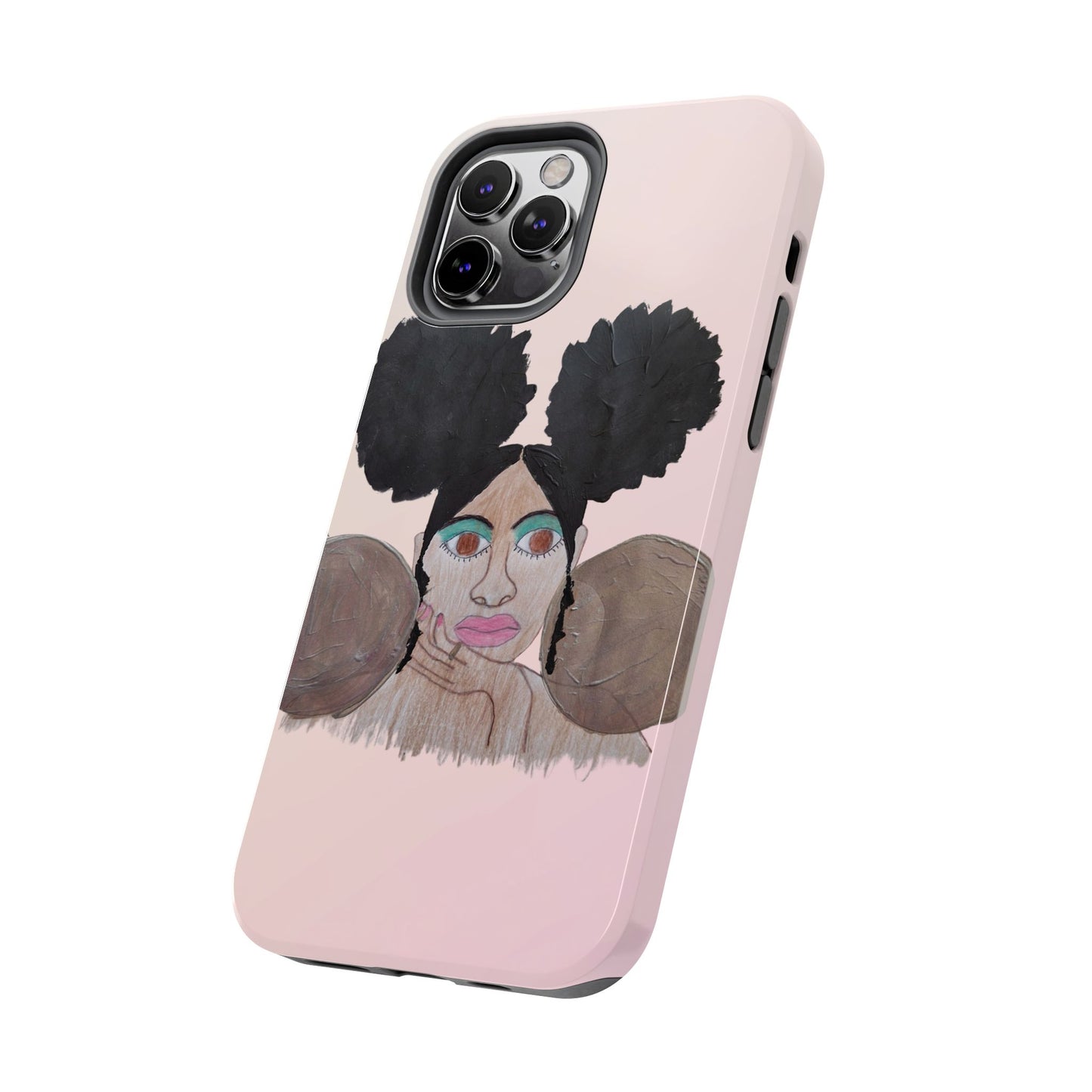 Black Woman Art Tough Phone Case, Hand-Painted Graphics, Original Art iPhone Cover, Protective Phone Case, Unique Artwork Case
