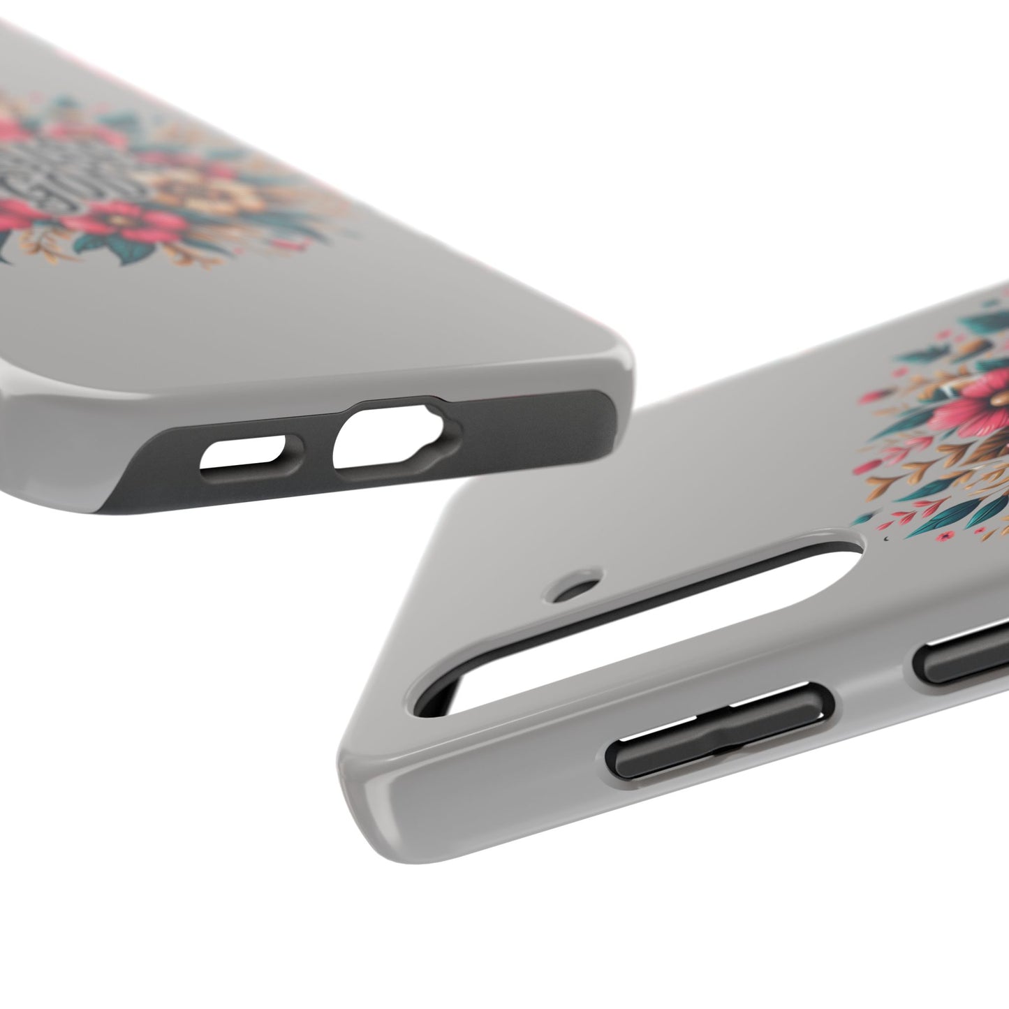 PRAISE GOD, Tough Phone Cases, Floral Inspirational Quote for Faith, iPhone case, Android case, Smartphone case, Gift for Her