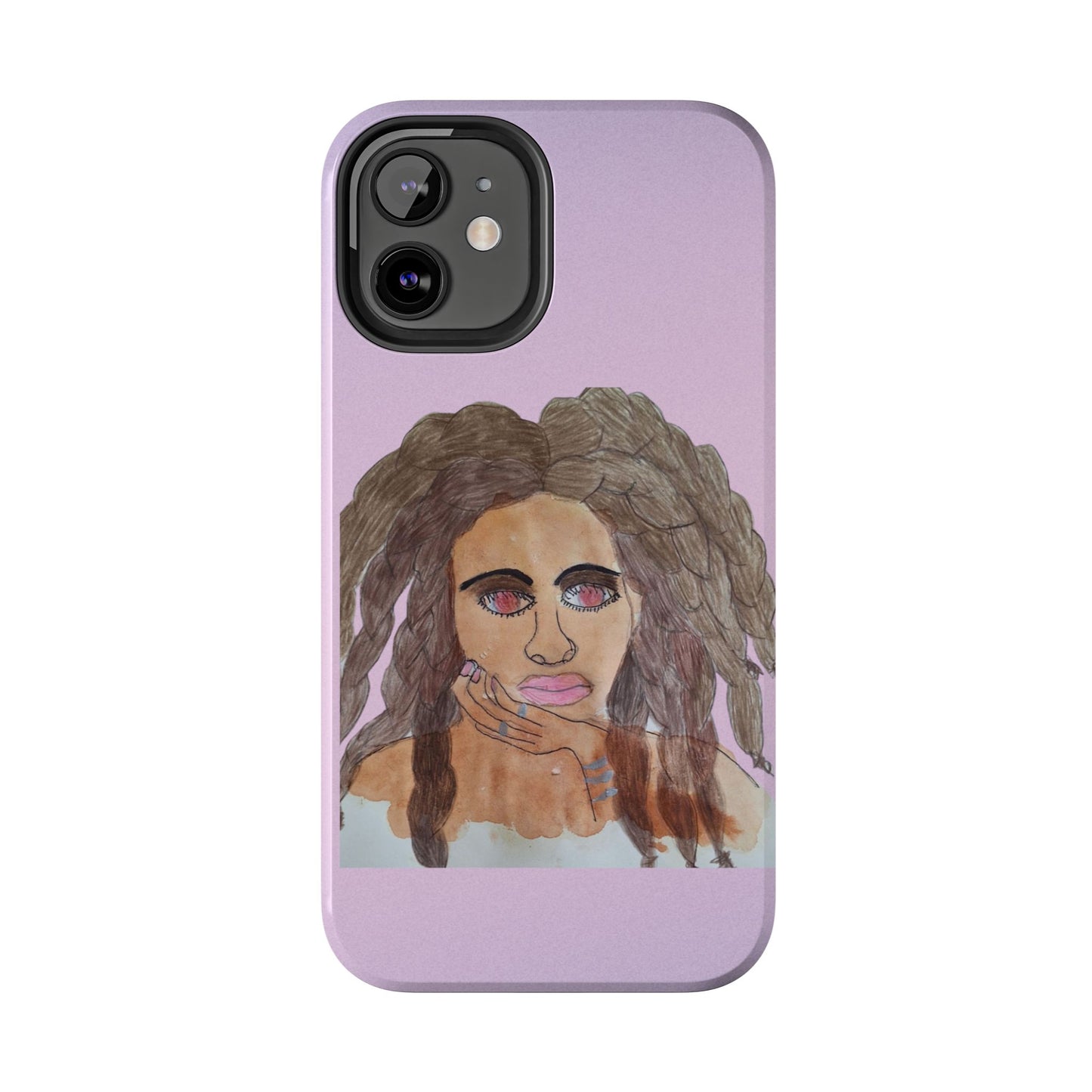 Black Woman Art Tough Phone Case, Hand-Painted Graphics, Original Art iPhone Cover, Protective Phone Case, Unique Artwork Case