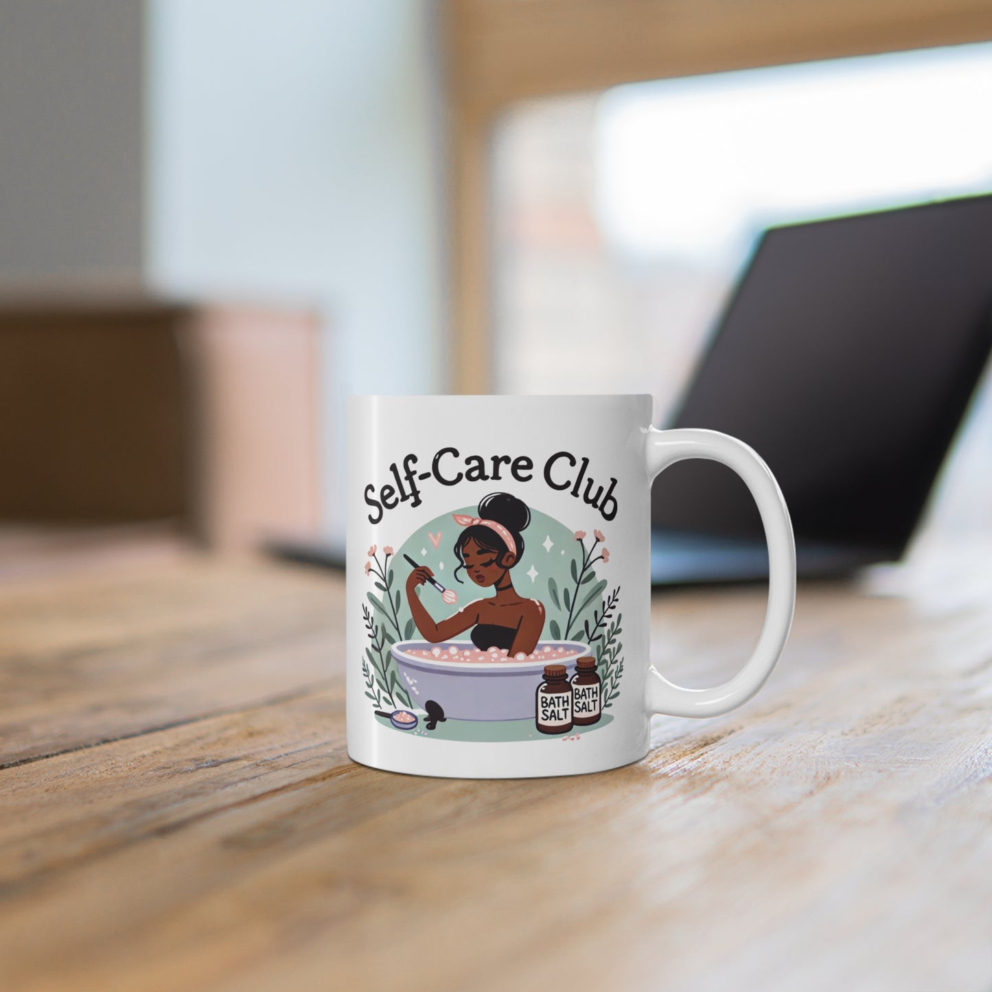 Self-Care Club Mug 11oz - Wellness Treat Yourself Pamper Gift for Her, Coffee Cup, Tea Mug, Birthday Gift, Mother's Day Present, Ceramic, Holiday Gift