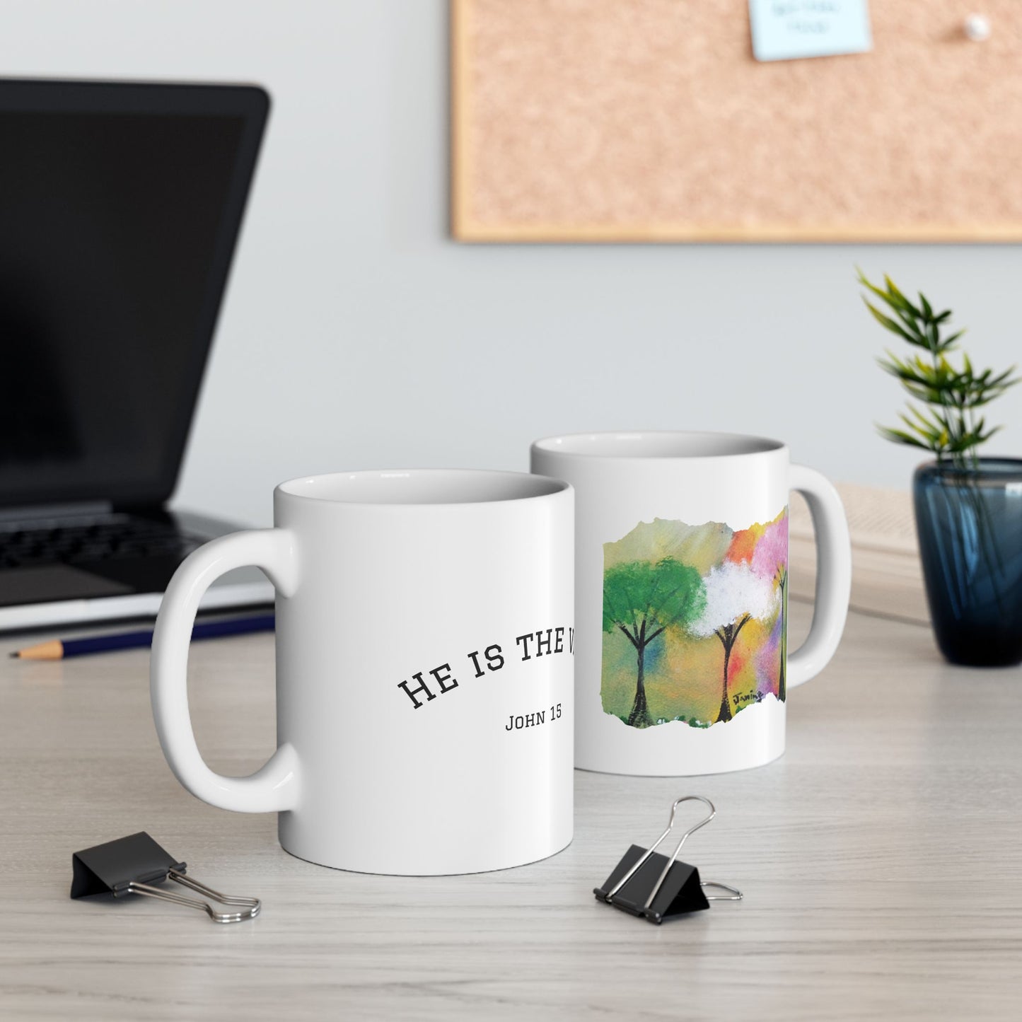 Inspirational Mug, Colorful Trees, He is the Vine | LIMITED TIME 50% OFF