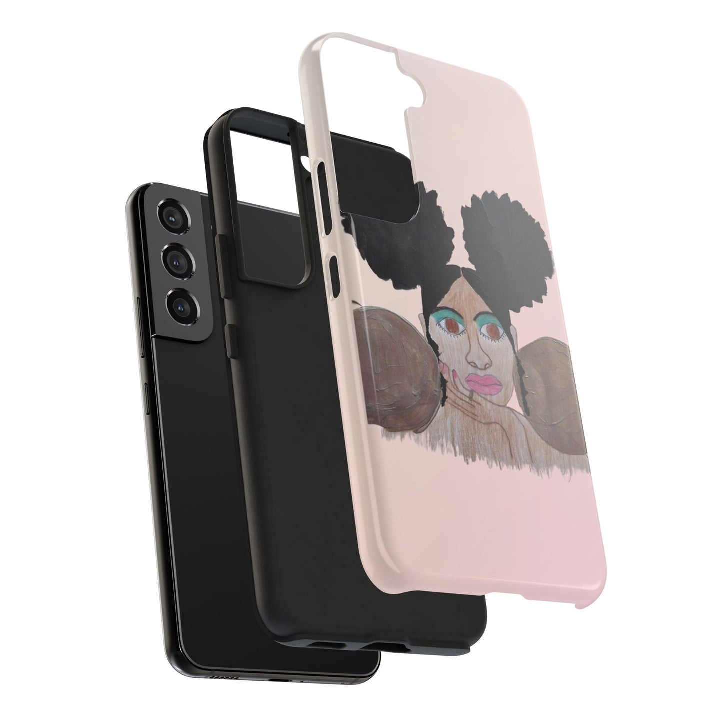 Black Woman Art Tough Phone Case, Hand-Painted Graphics, Original Art iPhone Cover, Protective Phone Case, Unique Artwork Case