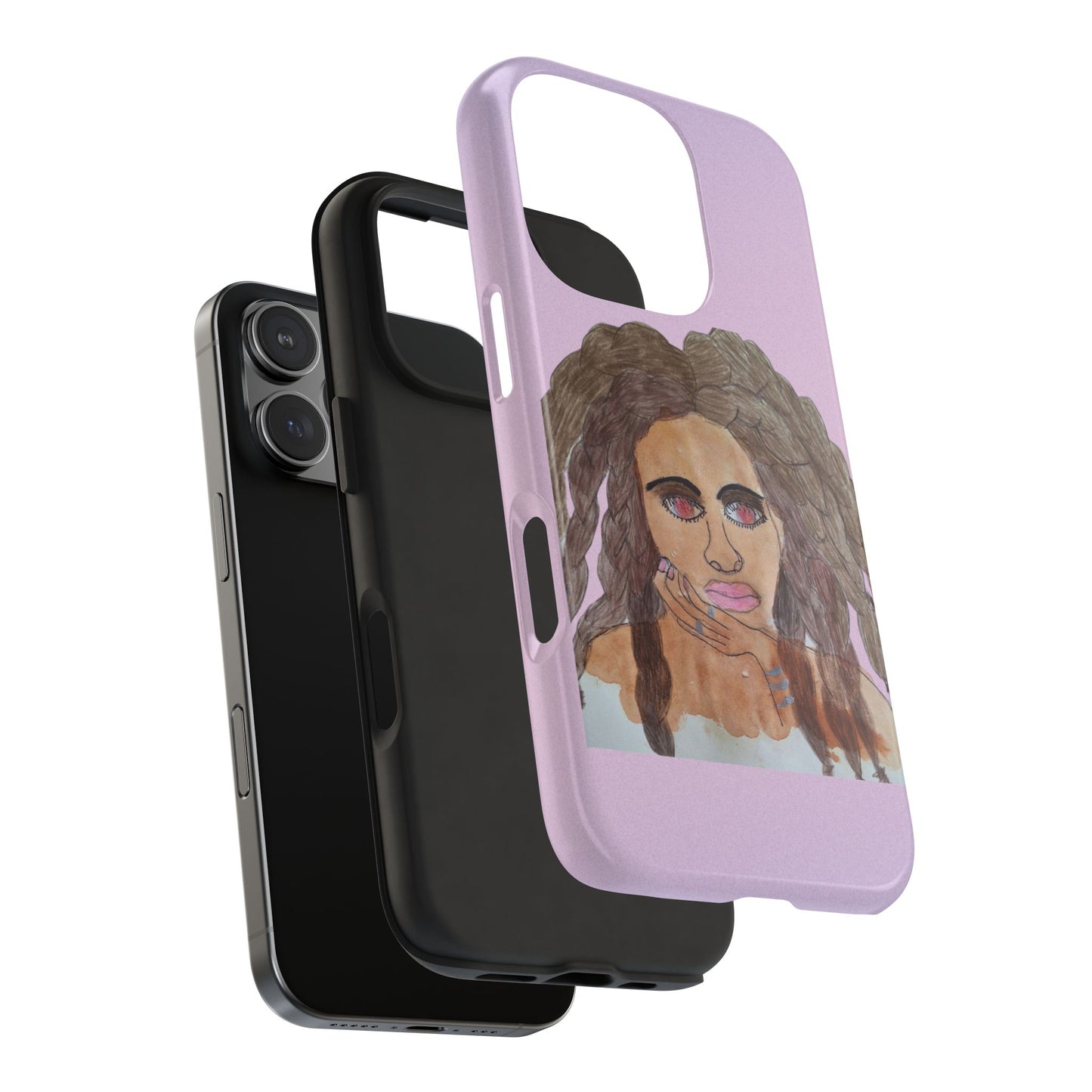 Black Woman Art Tough Phone Case, Hand-Painted Graphics, Original Art iPhone Cover, Protective Phone Case, Unique Artwork Case