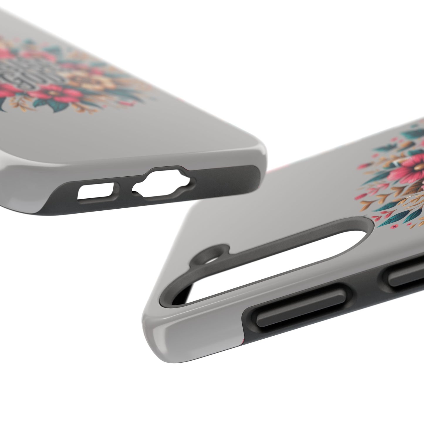 PRAISE GOD, Tough Phone Cases, Floral Inspirational Quote for Faith, iPhone case, Android case, Smartphone case, Gift for Her