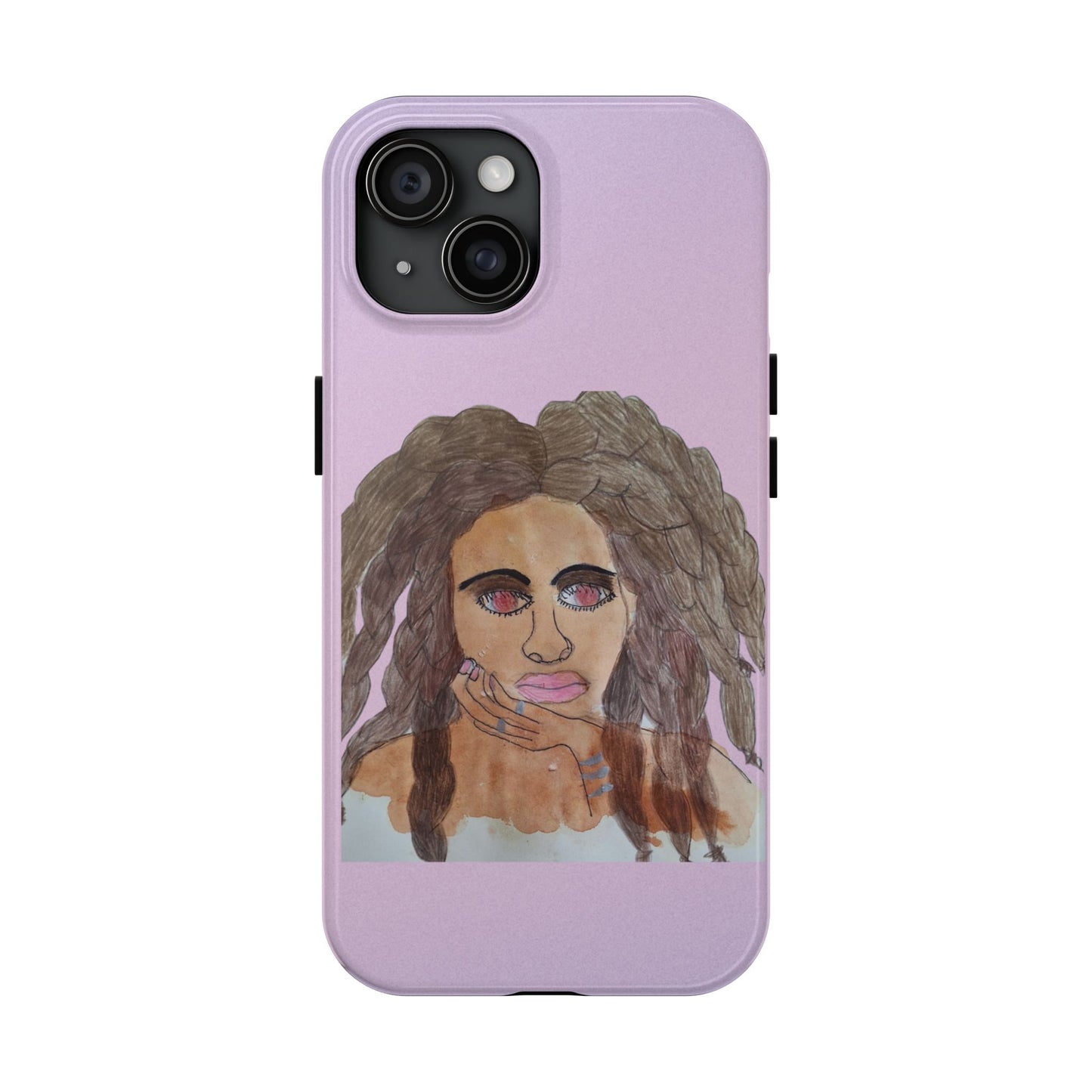 Black Woman Art Tough Phone Case, Hand-Painted Graphics, Original Art iPhone Cover, Protective Phone Case, Unique Artwork Case