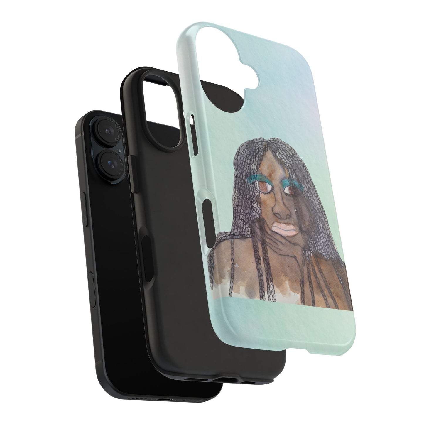 Black Woman Art, Artistic Fashion Phone Case, Colorful Unique Phone Protector, Gift for Her, Bohemian Style, Phone Cover for Creative Souls