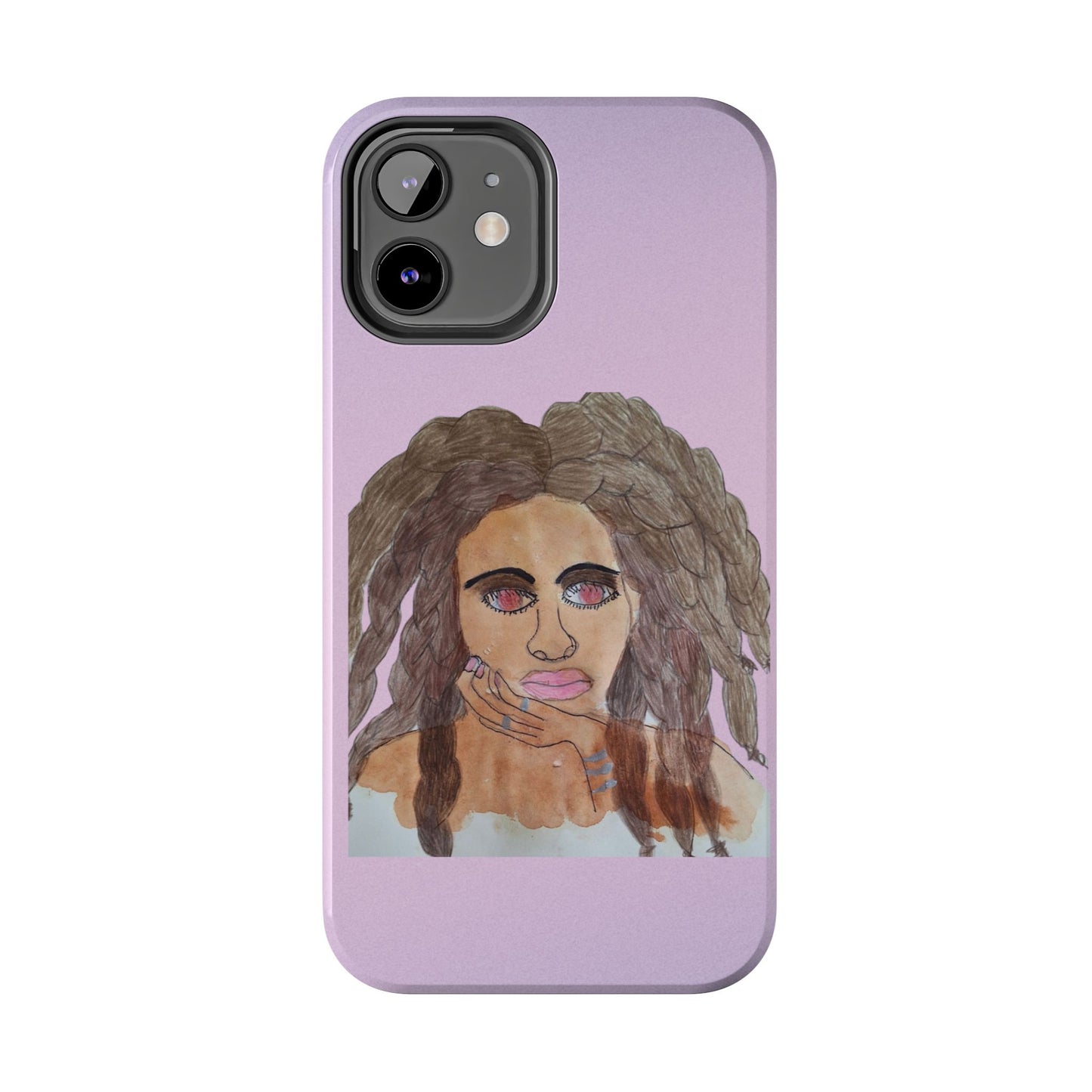 Black Woman Art Tough Phone Case, Hand-Painted Graphics, Original Art iPhone Cover, Protective Phone Case, Unique Artwork Case