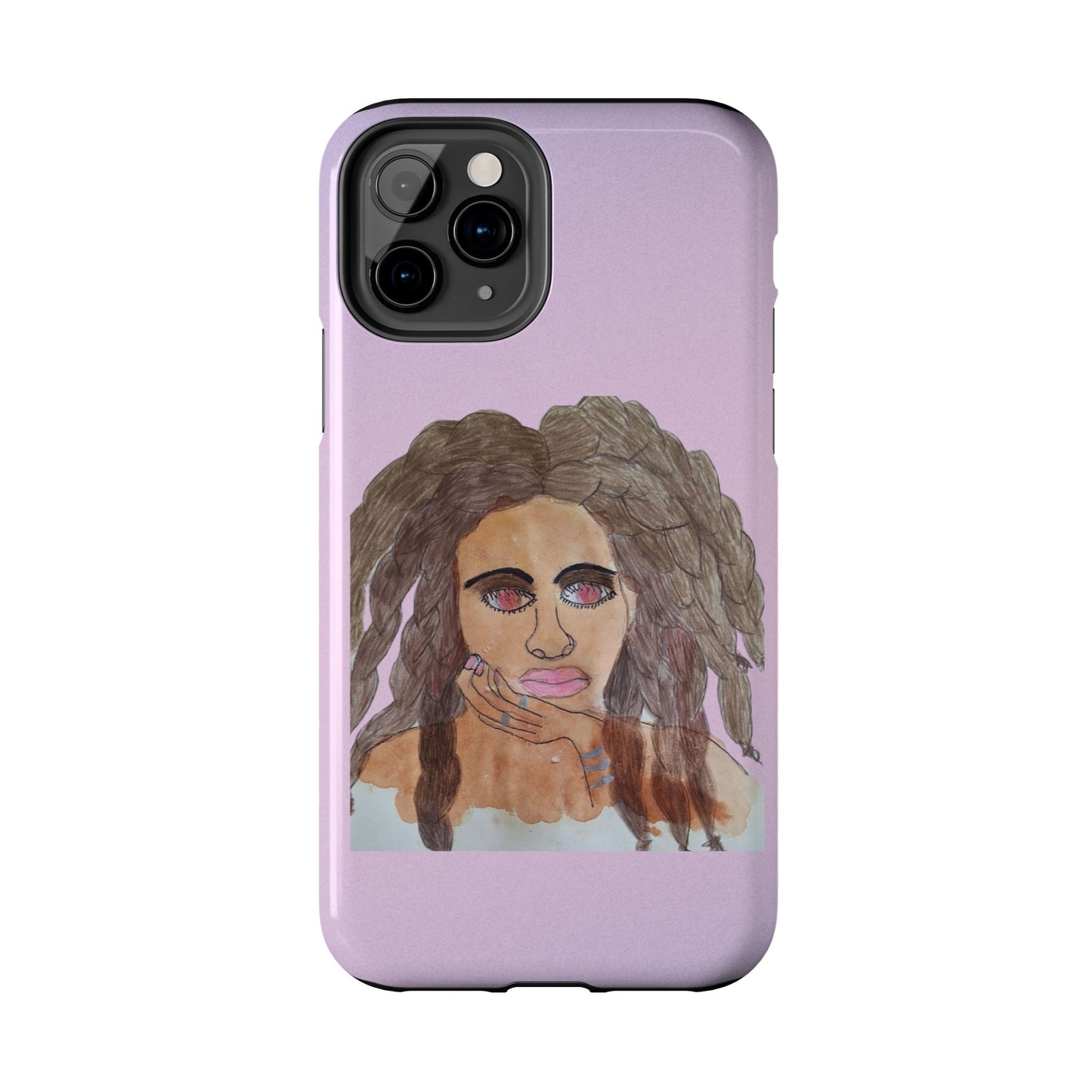 Black Woman Art Tough Phone Case, Hand-Painted Graphics, Original Art iPhone Cover, Protective Phone Case, Unique Artwork Case