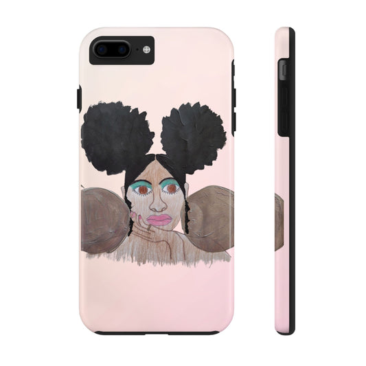 Black Woman Art Tough Phone Case, Hand-Painted Graphics, Original Art iPhone Cover, Protective Phone Case, Unique Artwork Case