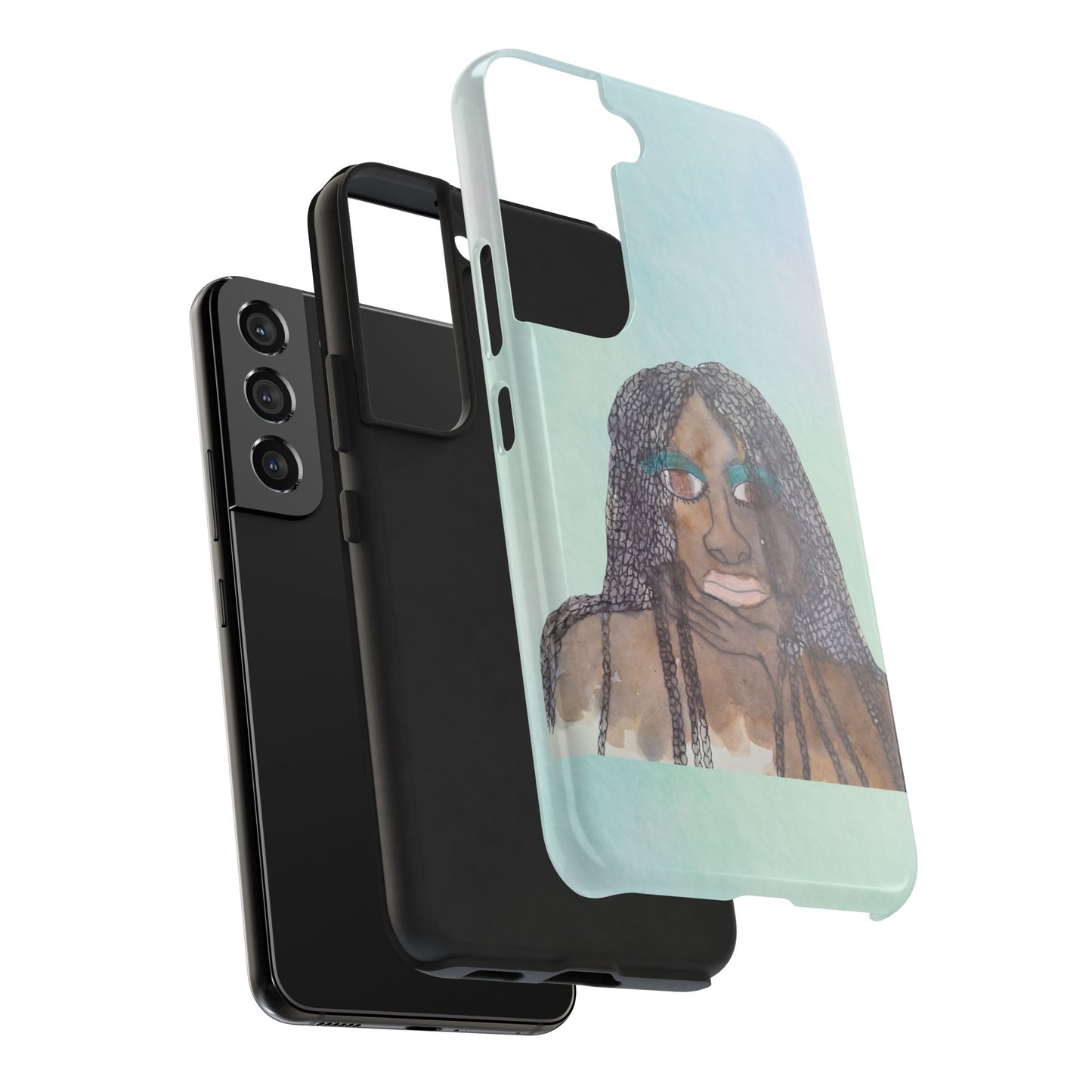 Black Woman Art, Artistic Fashion Phone Case, Colorful Unique Phone Protector, Gift for Her, Bohemian Style, Phone Cover for Creative Souls