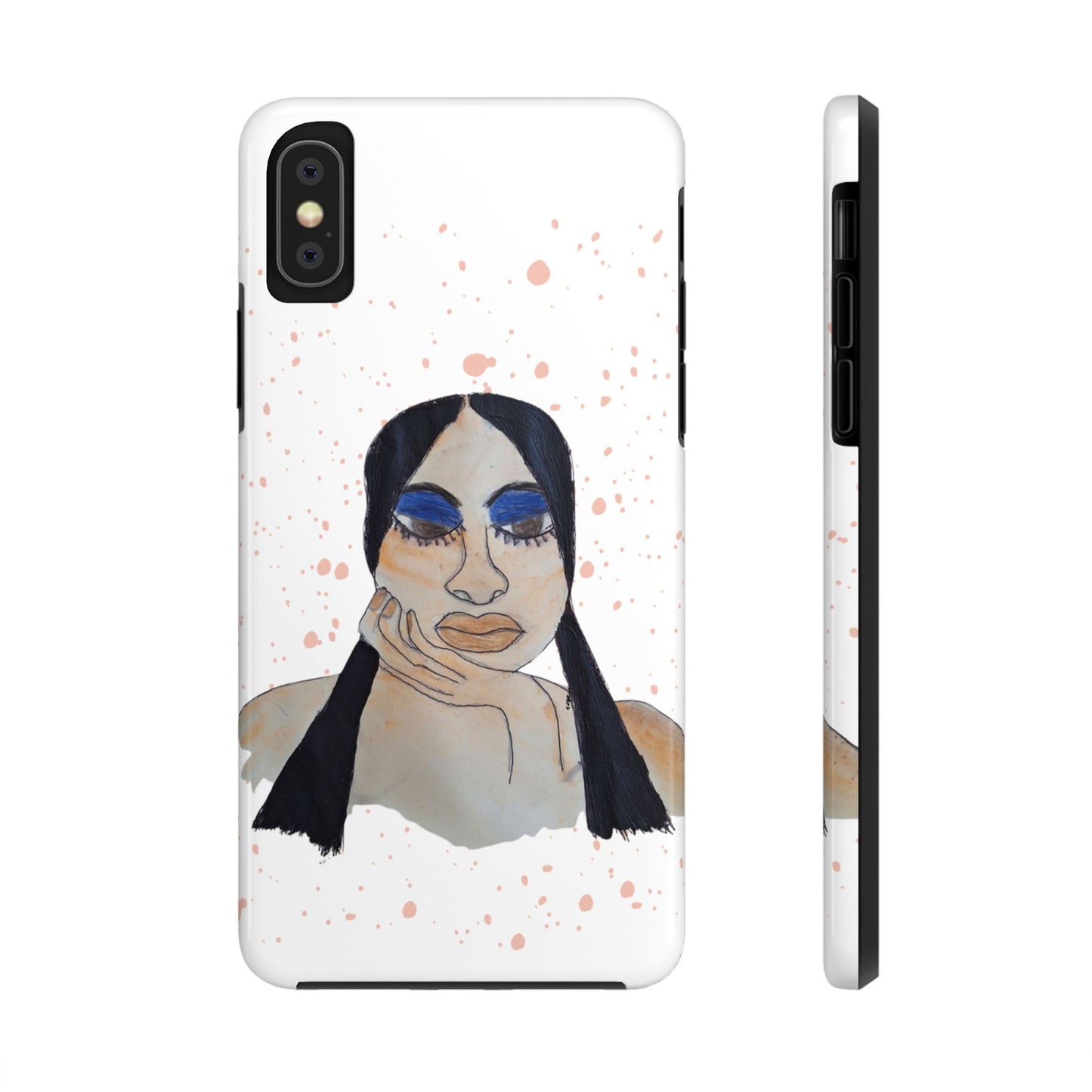 Black Woman Art Tough Phone Case, Hand-Painted Graphics, Original Art iPhone Cover, Protective Phone Case, Unique Artwork Case