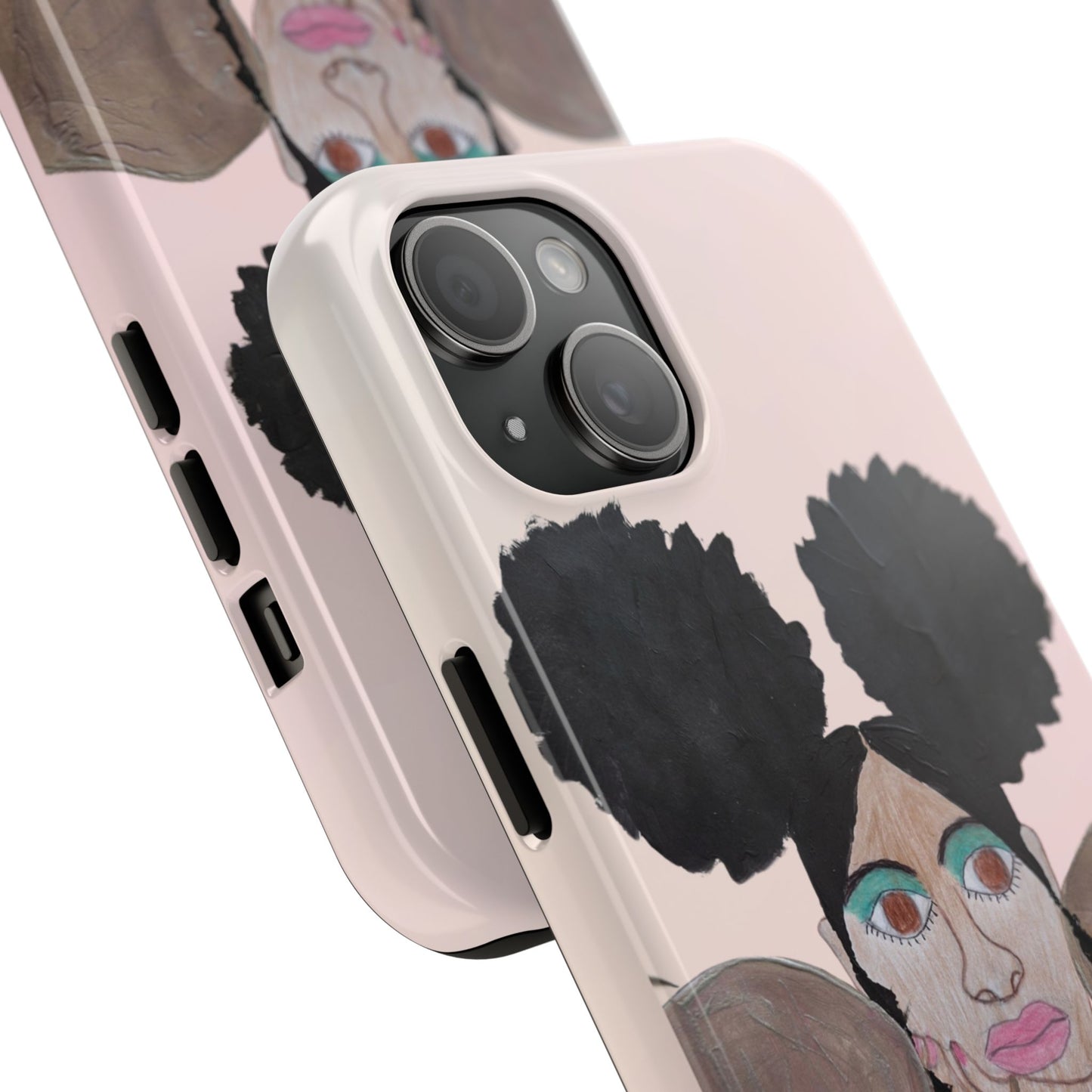 Black Woman Art Tough Phone Case, Hand-Painted Graphics, Original Art iPhone Cover, Protective Phone Case, Unique Artwork Case