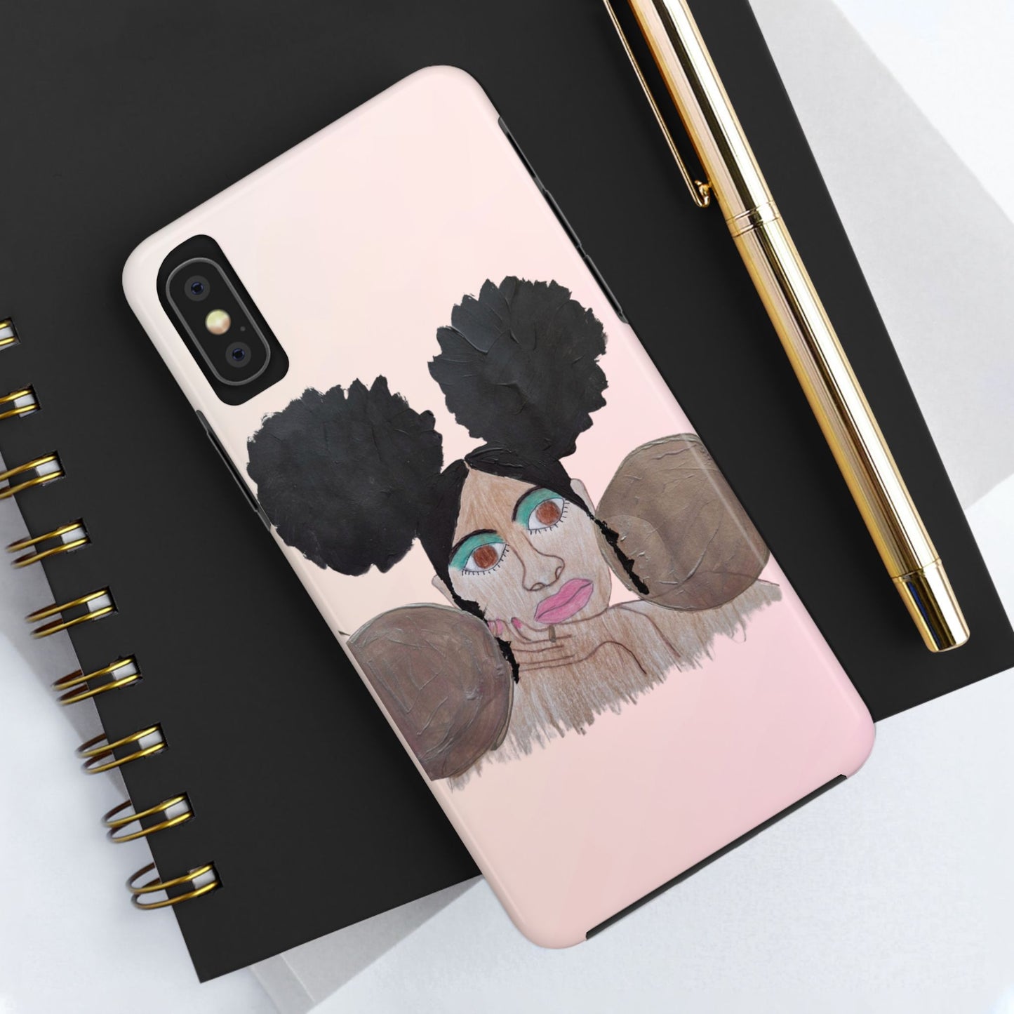 Black Woman Art Tough Phone Case, Hand-Painted Graphics, Original Art iPhone Cover, Protective Phone Case, Unique Artwork Case