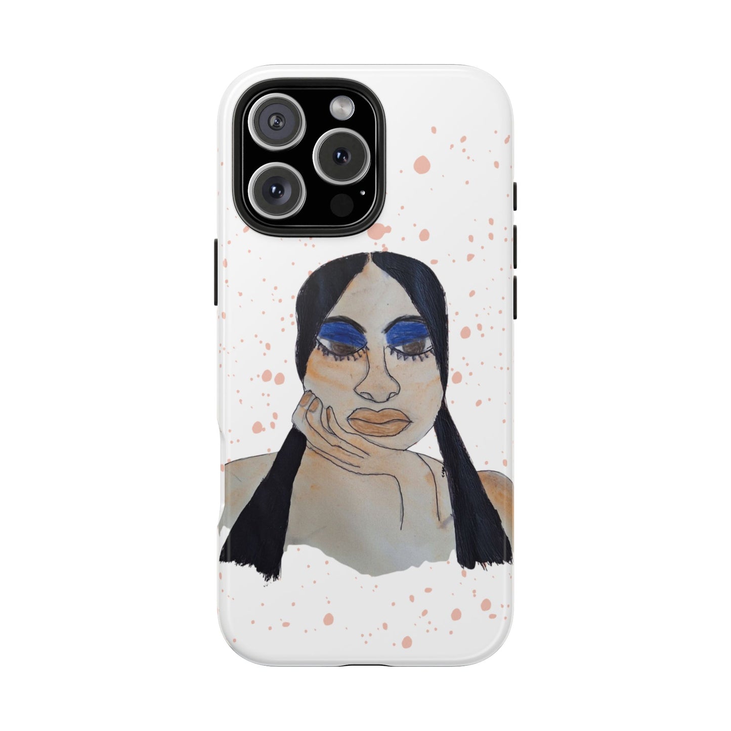 Black Woman Art Tough Phone Case, Hand-Painted Graphics, Original Art iPhone Cover, Protective Phone Case, Unique Artwork Case