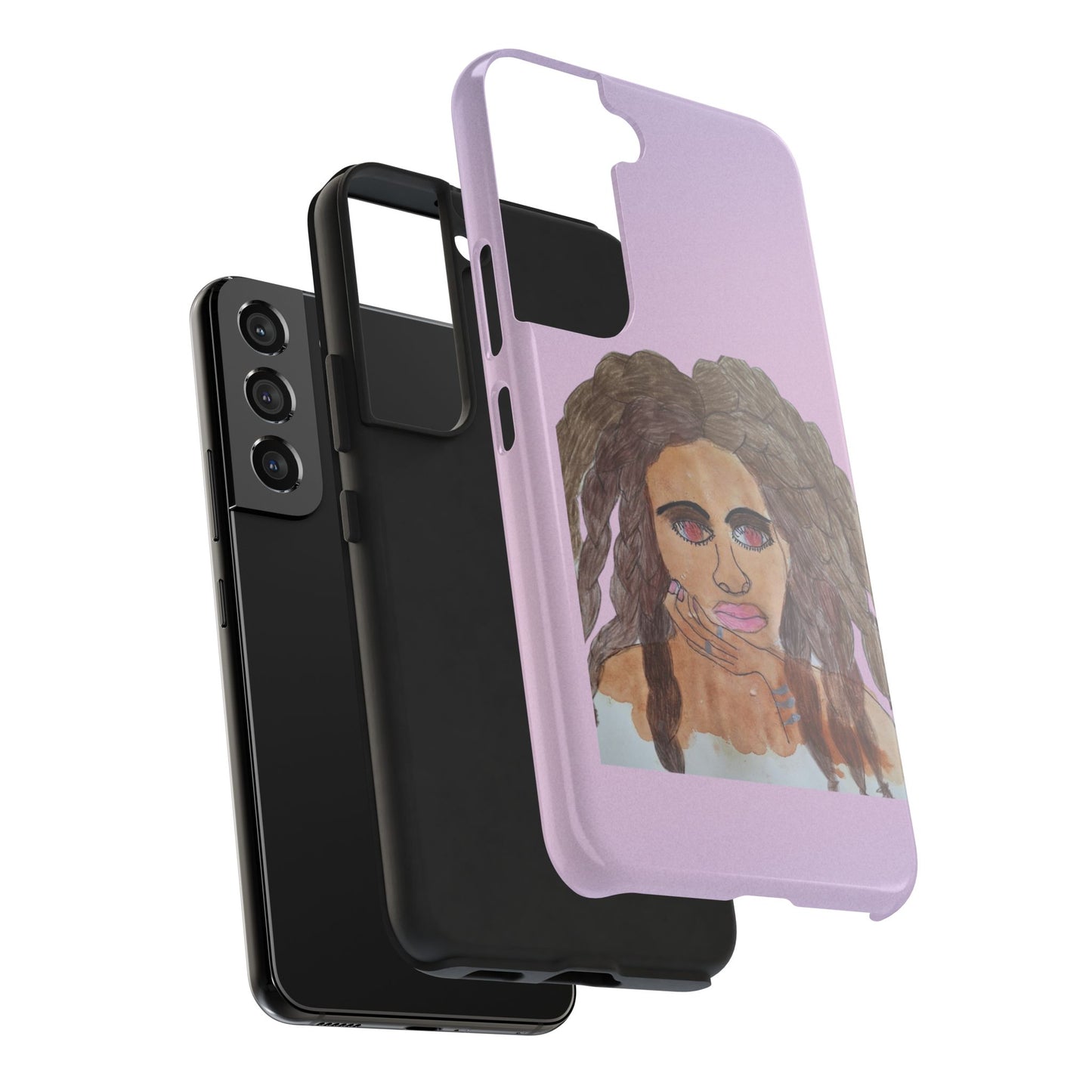 Black Woman Art Tough Phone Case, Hand-Painted Graphics, Original Art iPhone Cover, Protective Phone Case, Unique Artwork Case