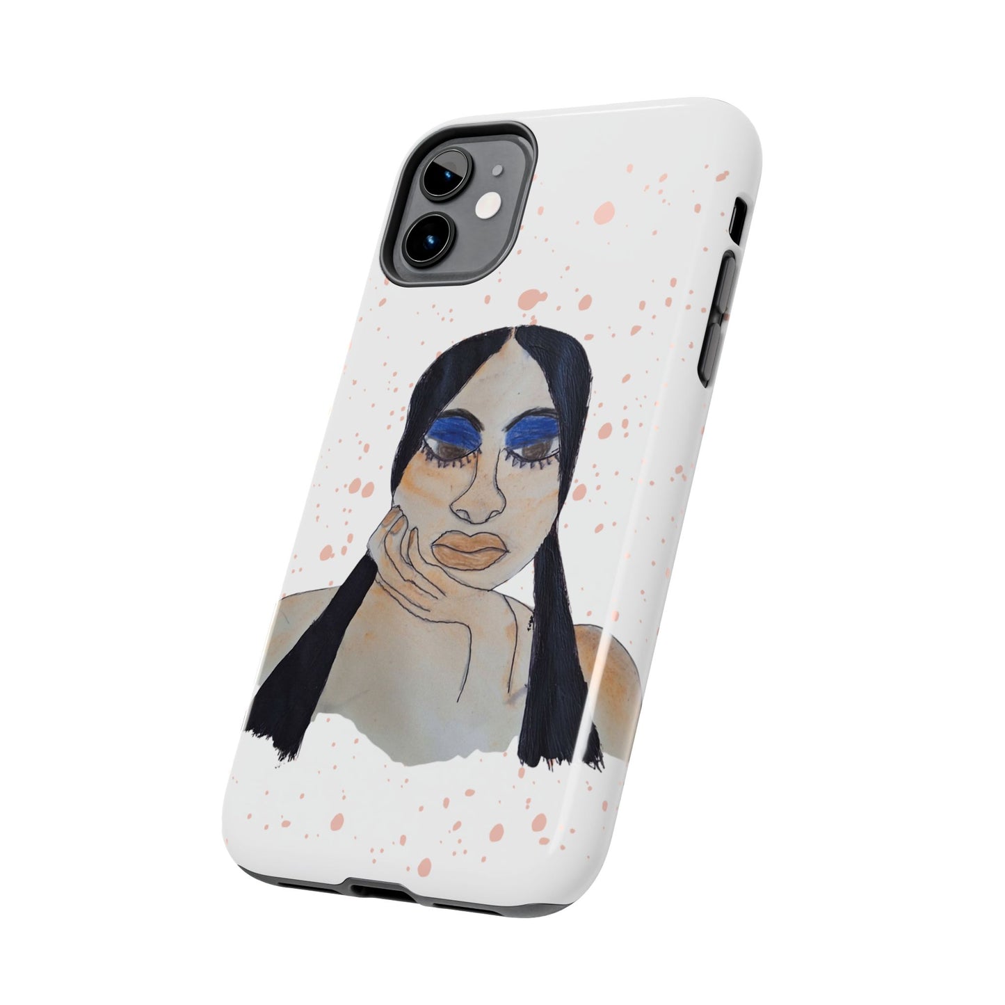 Black Woman Art Tough Phone Case, Hand-Painted Graphics, Original Art iPhone Cover, Protective Phone Case, Unique Artwork Case