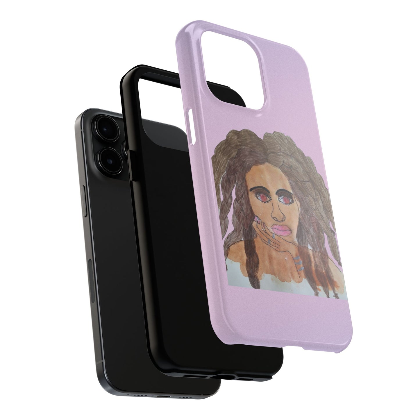 Black Woman Art Tough Phone Case, Hand-Painted Graphics, Original Art iPhone Cover, Protective Phone Case, Unique Artwork Case