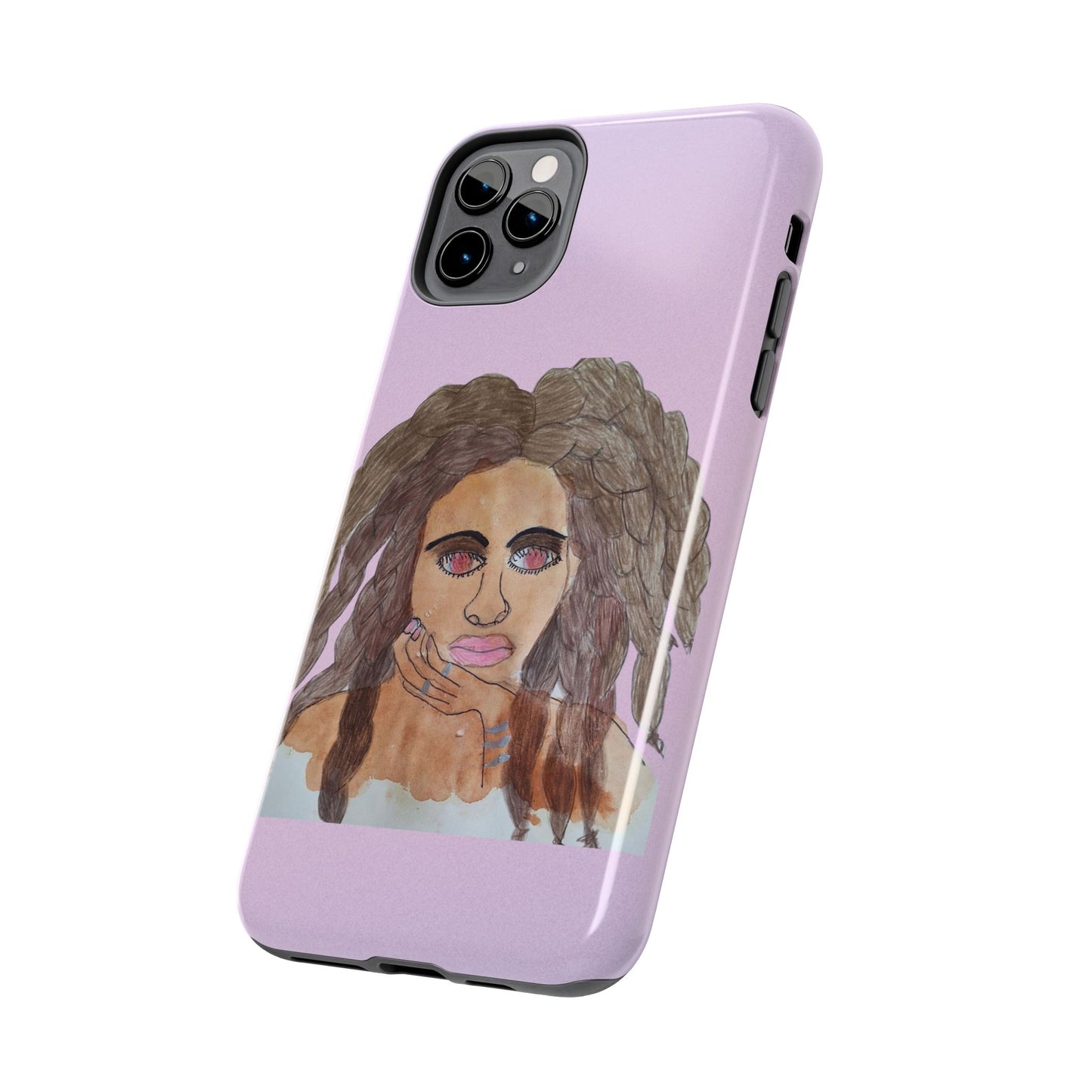 Black Woman Art Tough Phone Case, Hand-Painted Graphics, Original Art iPhone Cover, Protective Phone Case, Unique Artwork Case