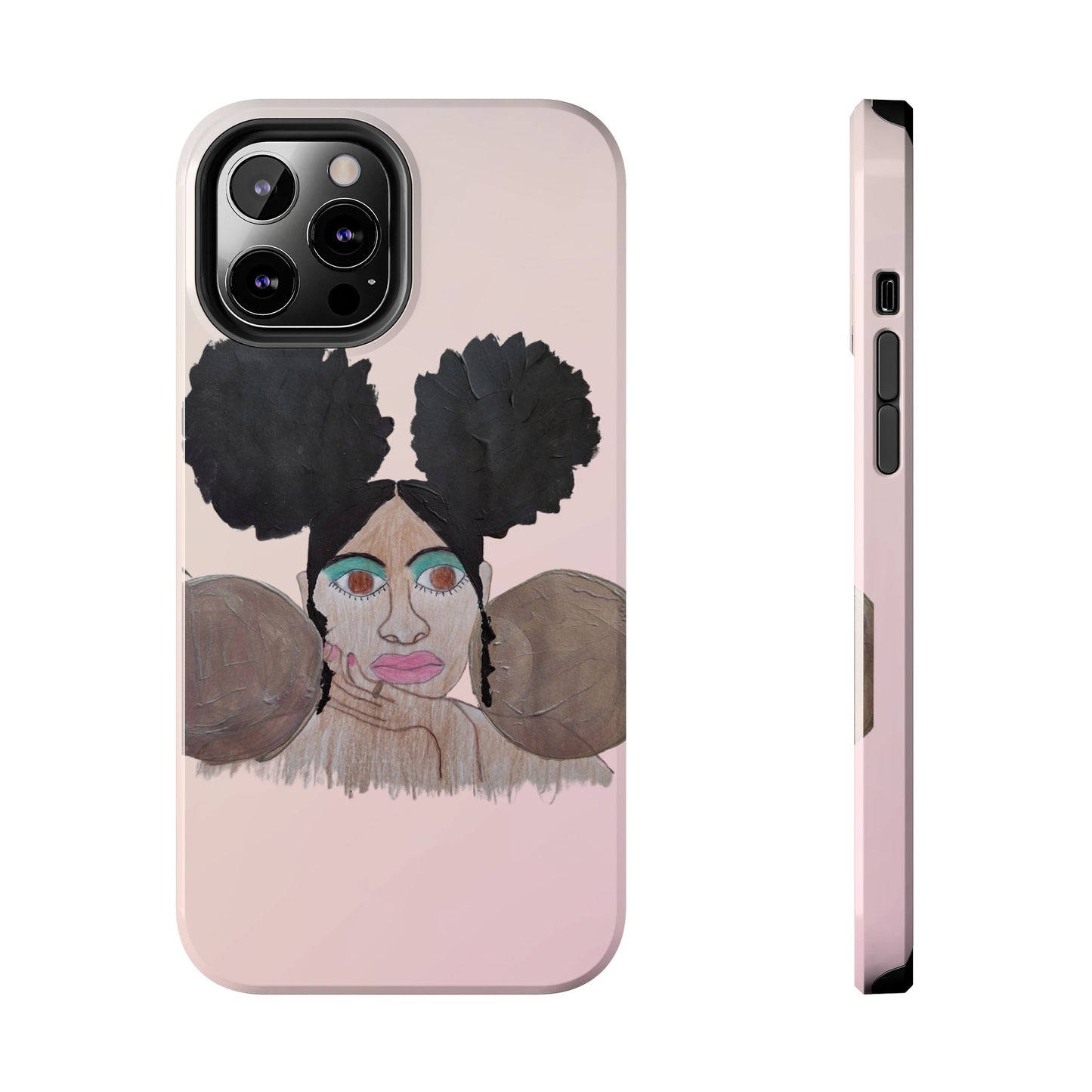 Black Woman Art Tough Phone Case, Hand-Painted Graphics, Original Art iPhone Cover, Protective Phone Case, Unique Artwork Case