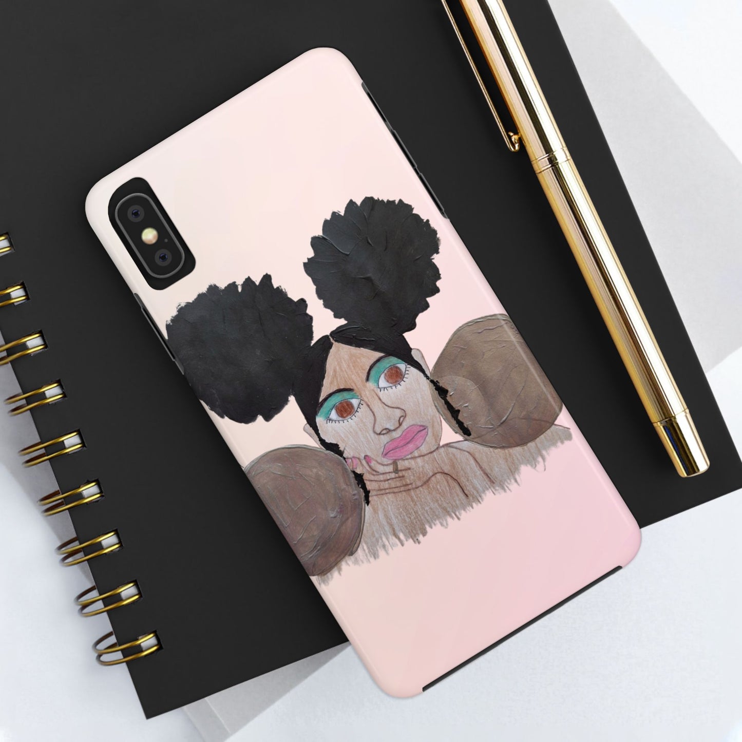 Black Woman Art Tough Phone Case, Hand-Painted Graphics, Original Art iPhone Cover, Protective Phone Case, Unique Artwork Case