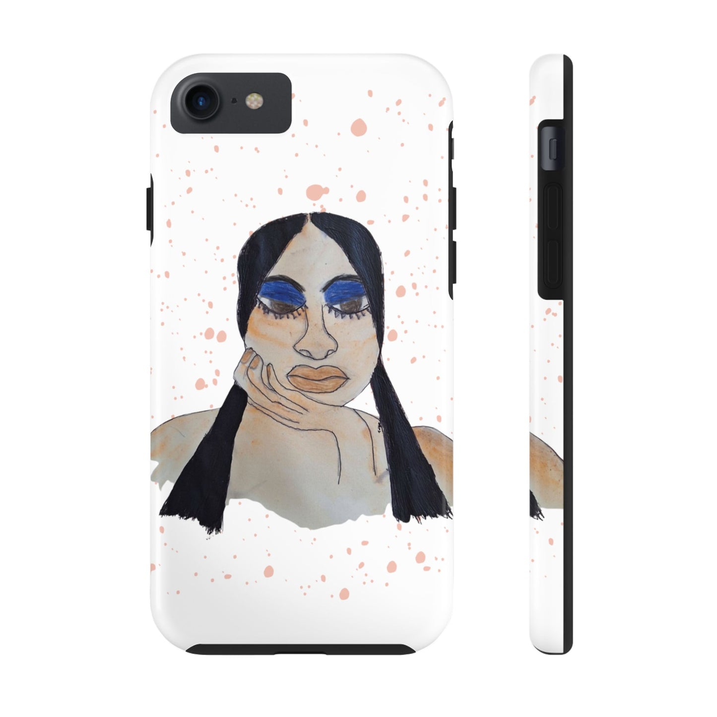 Black Woman Art Tough Phone Case, Hand-Painted Graphics, Original Art iPhone Cover, Protective Phone Case, Unique Artwork Case