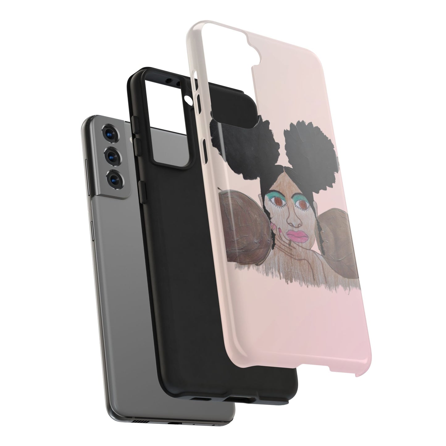 Black Woman Art Tough Phone Case, Hand-Painted Graphics, Original Art iPhone Cover, Protective Phone Case, Unique Artwork Case