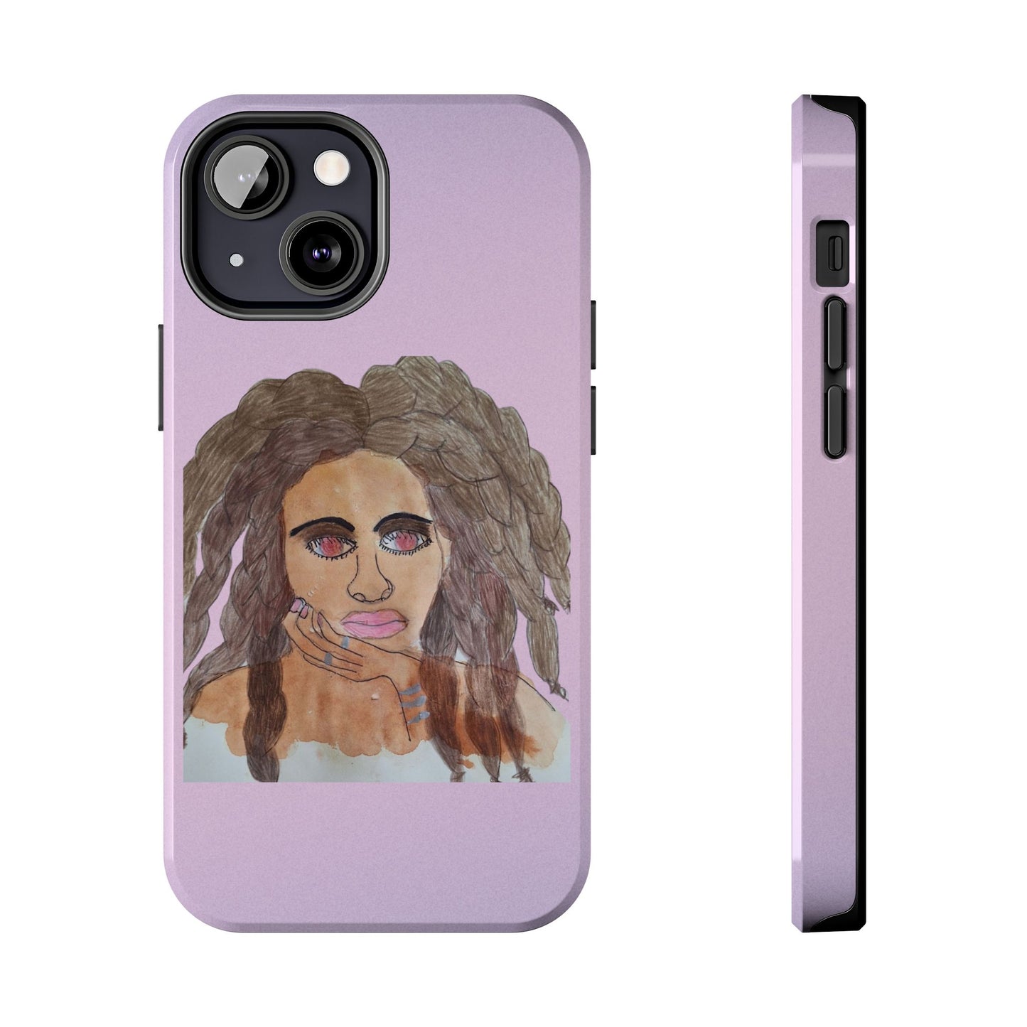 Black Woman Art Tough Phone Case, Hand-Painted Graphics, Original Art iPhone Cover, Protective Phone Case, Unique Artwork Case